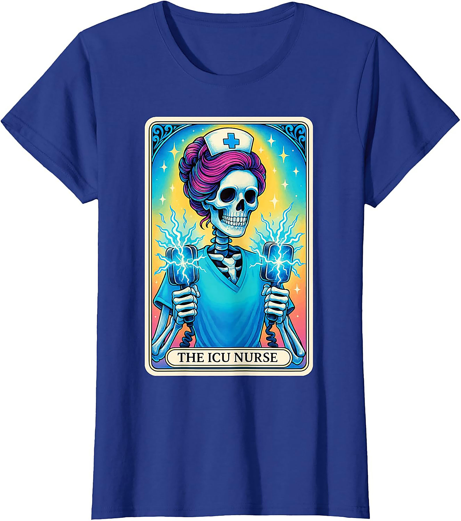 ICU Nurse Tarot Skeleton T-shirt Funny Nursing Graphic Tee