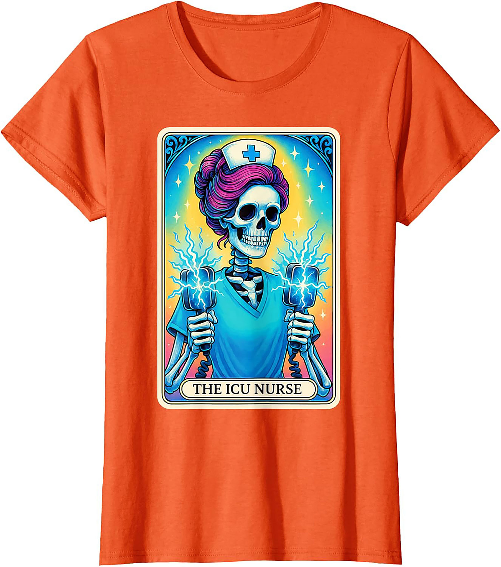 ICU Nurse Tarot Skeleton T-shirt Funny Nursing Graphic Tee