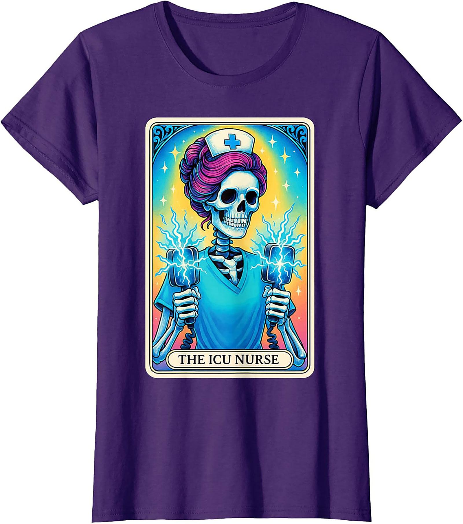 ICU Nurse Tarot Skeleton T-shirt Funny Nursing Graphic Tee