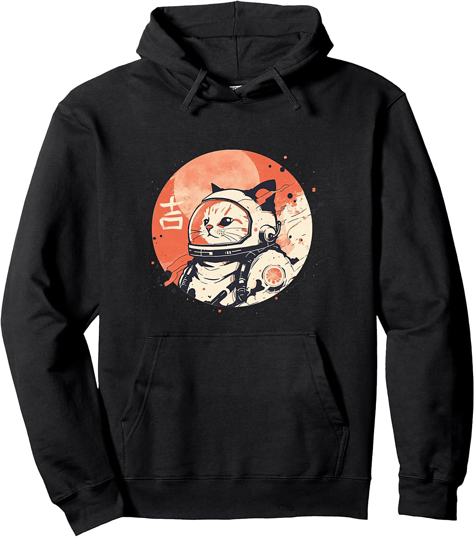 Astro Cat Space Explorer Graphic Hoodie - Retro Japanese Aesthetic