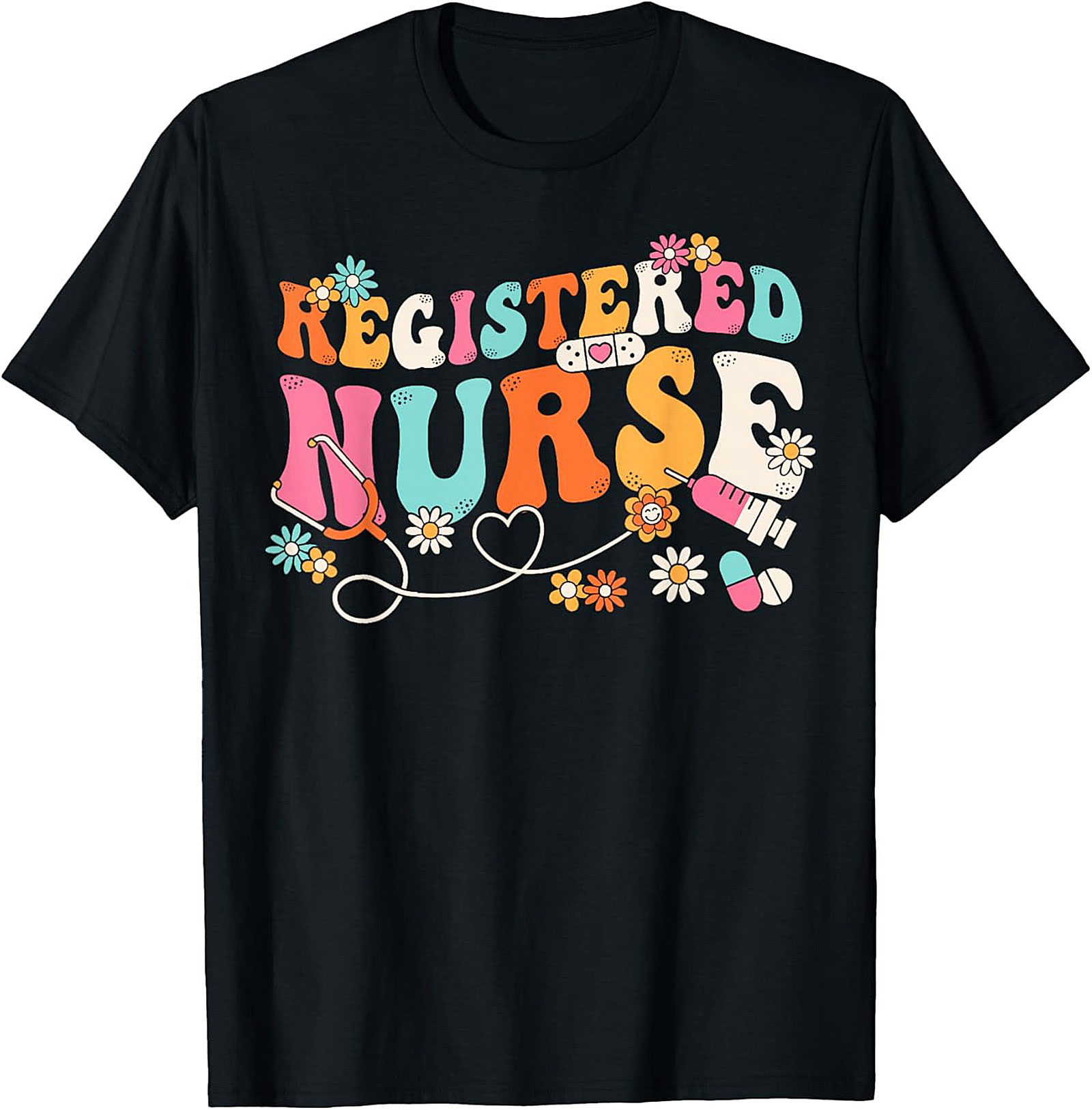 Retro Registered Nurse T-shirt | Groovy RN Graphic Tee