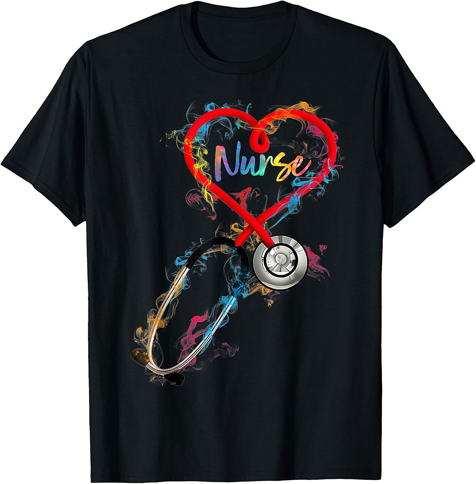  Colorful Stethoscope Nurse T-Shirt Soft Cotton Graphic Tee