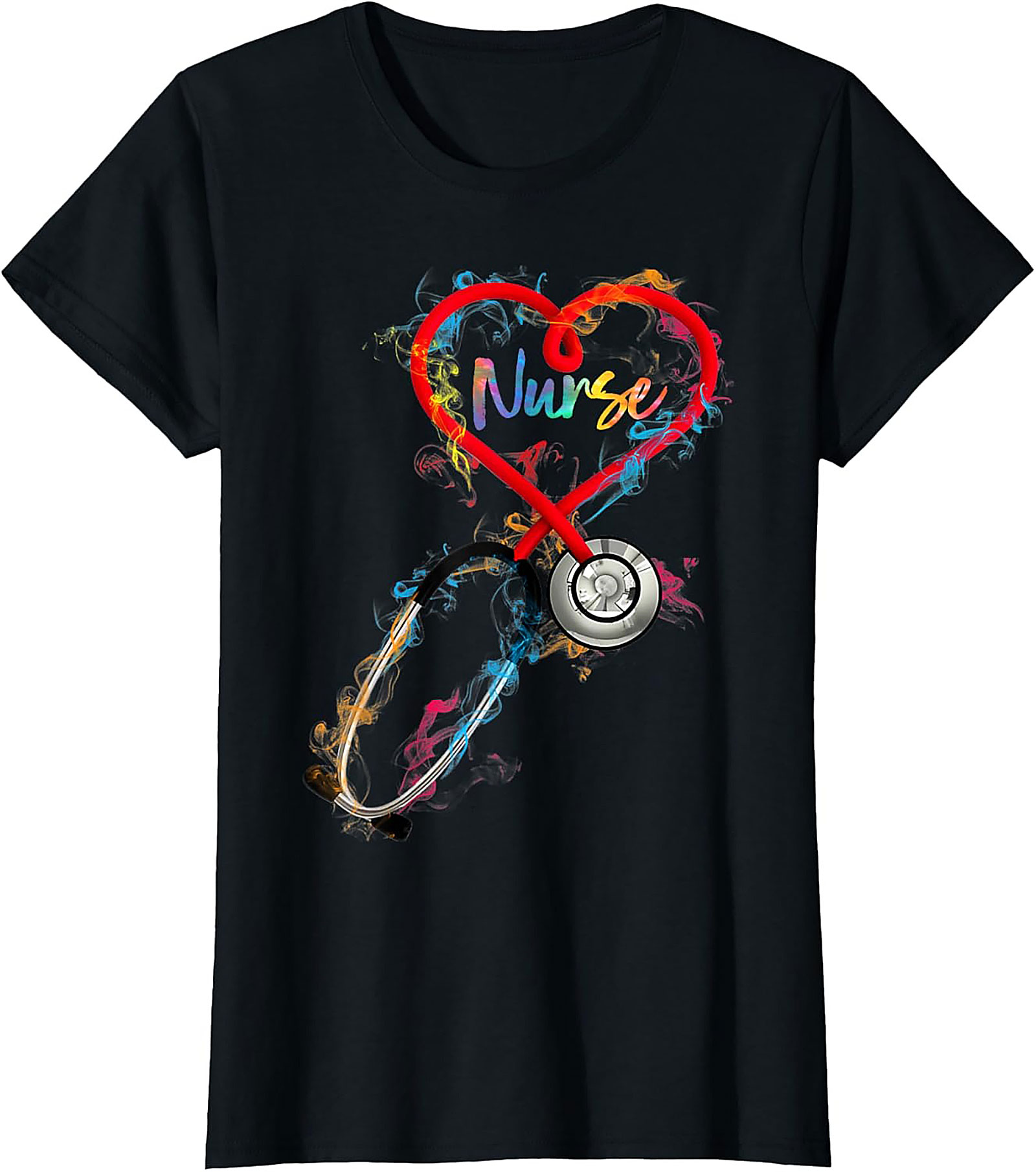  Colorful Stethoscope Nurse T-Shirt Soft Cotton Graphic Tee