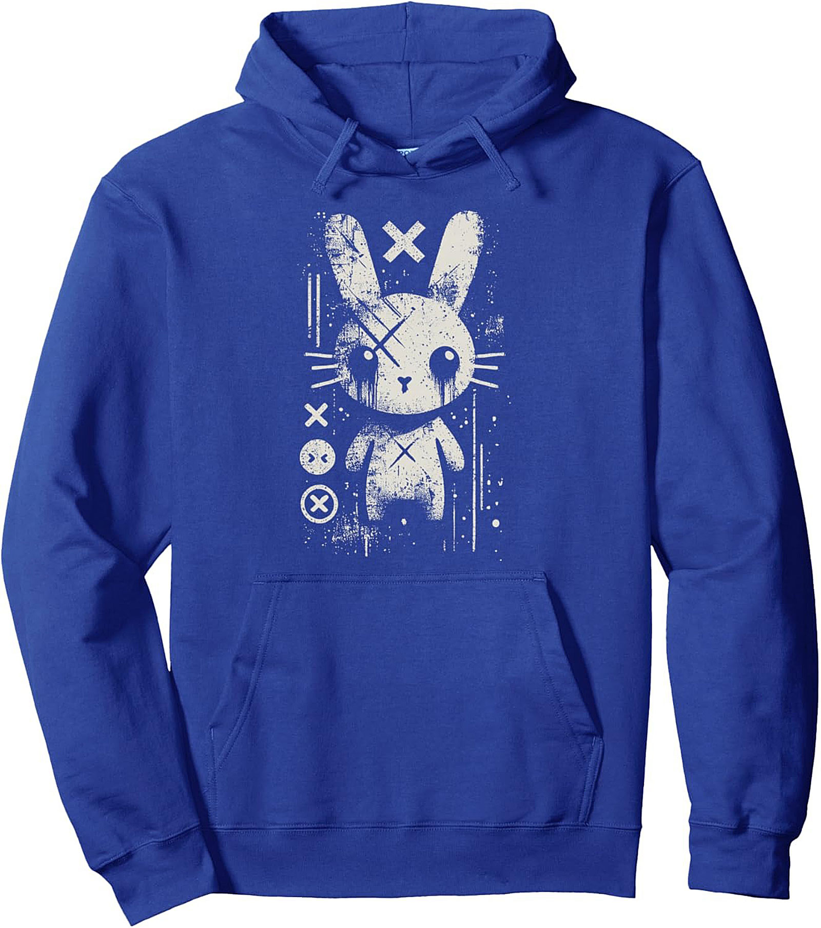 Grunge Bunny Graphic Hoodie - Creepy Cute Streetwear Pullover