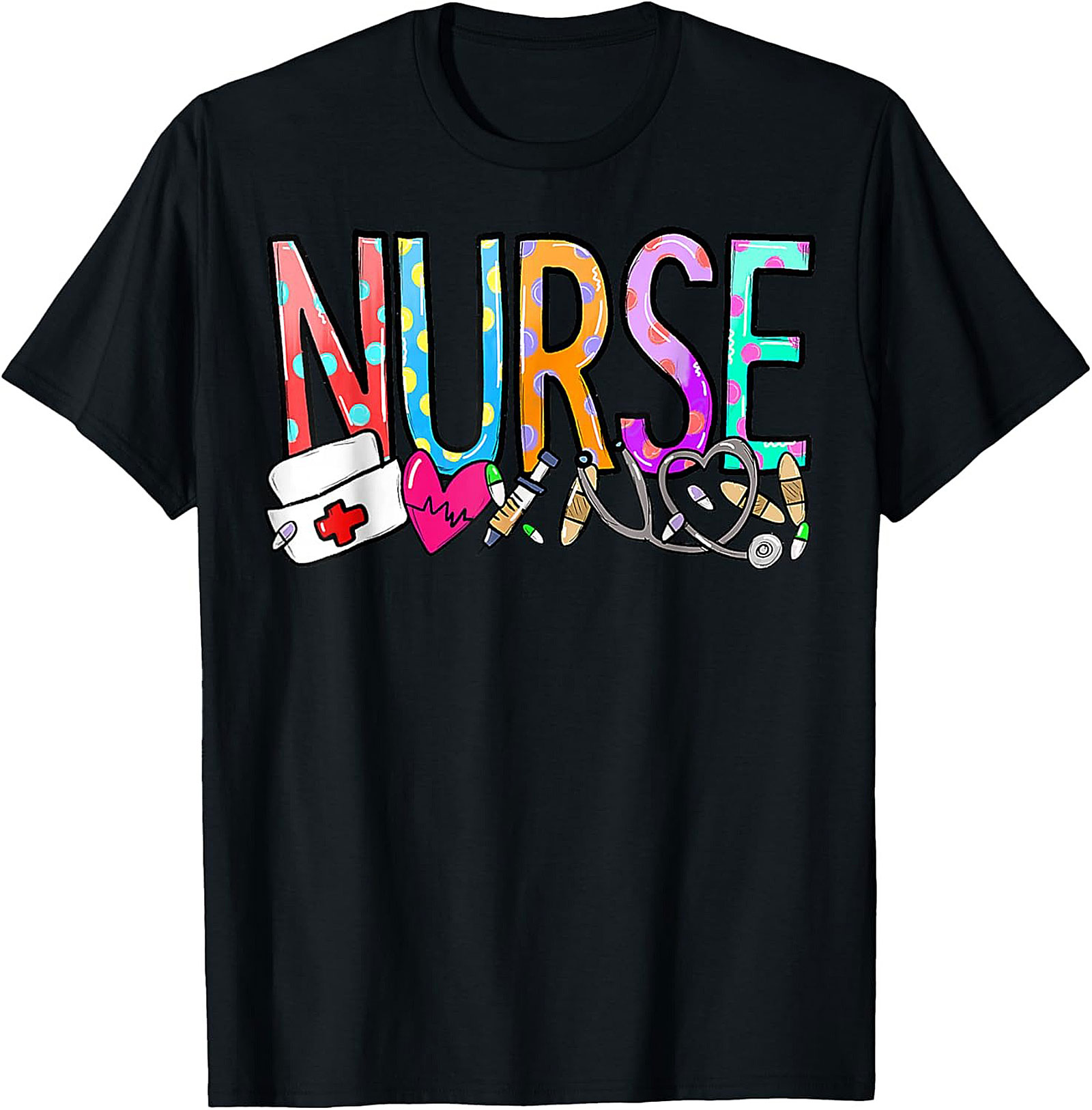  Colorful Nurse T-Shirt Cute Graphic Tee for Nurses