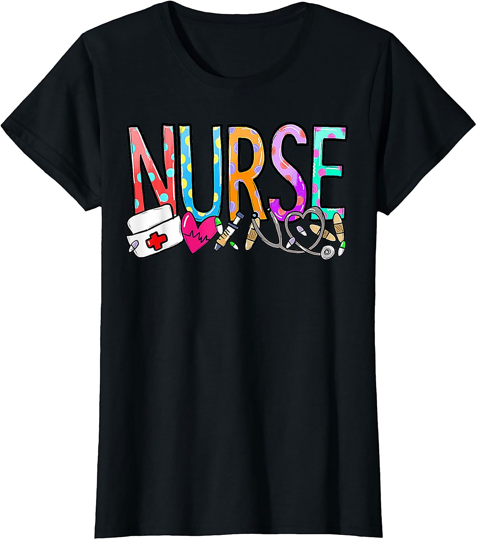  Colorful Nurse T-Shirt Cute Graphic Tee for Nurses