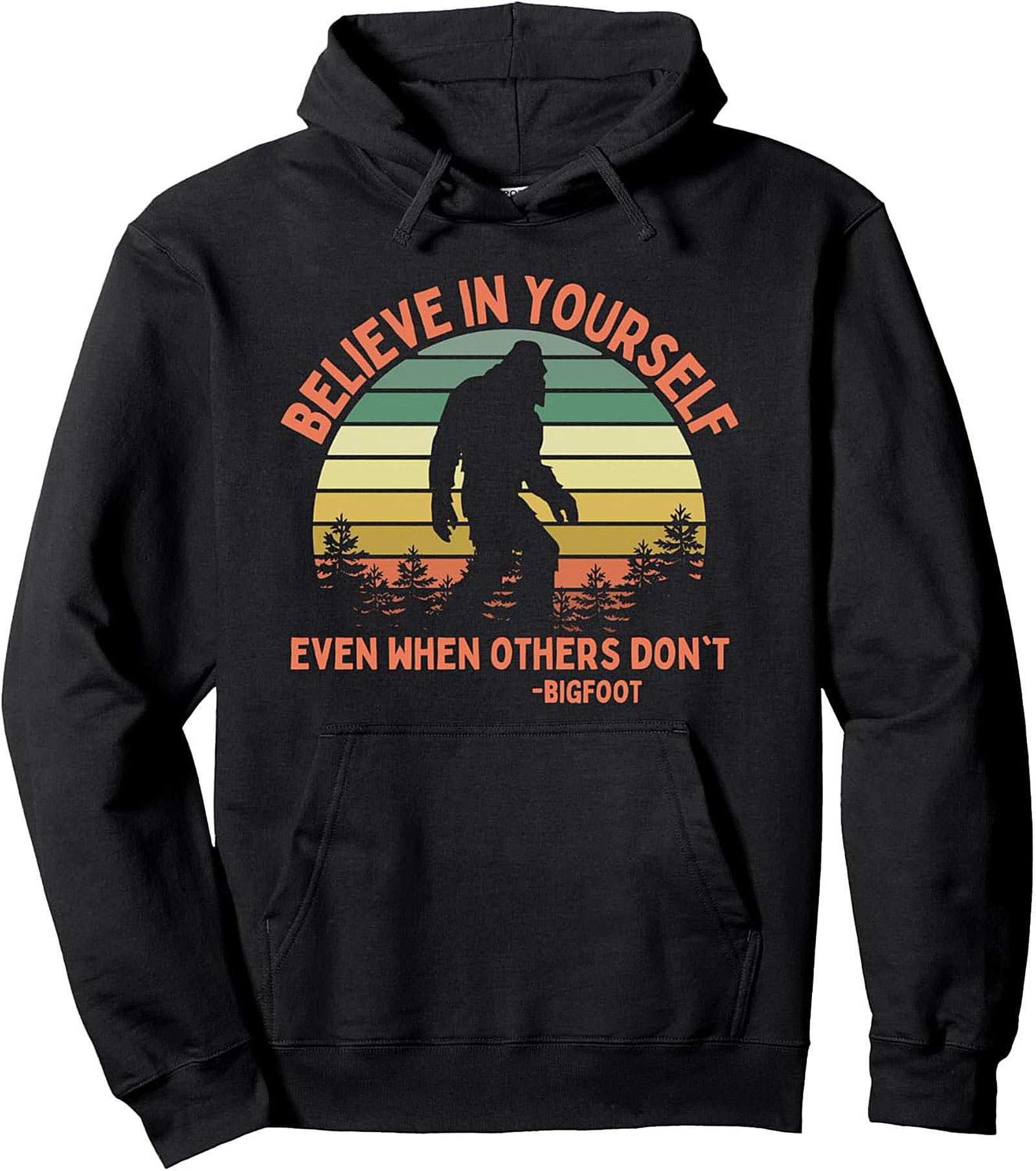 Bigfoot Believe In Yourself Retro Graphic Hoodie
