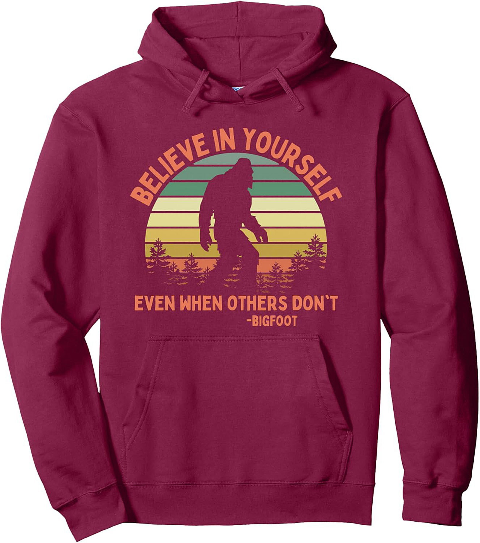 Bigfoot Believe In Yourself Retro Graphic Hoodie