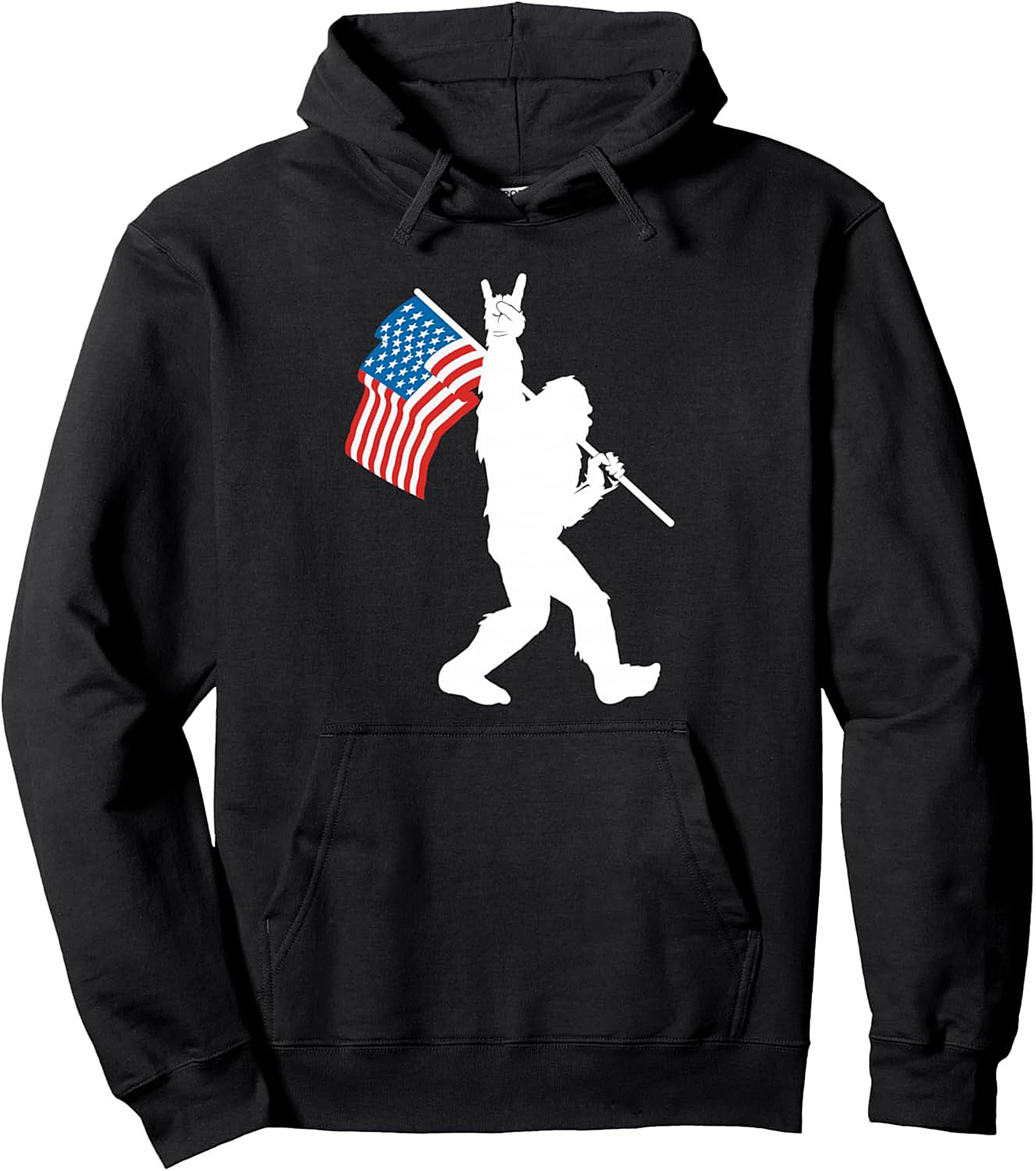 Patriotic Bigfoot Rock On Graphic Hoodie