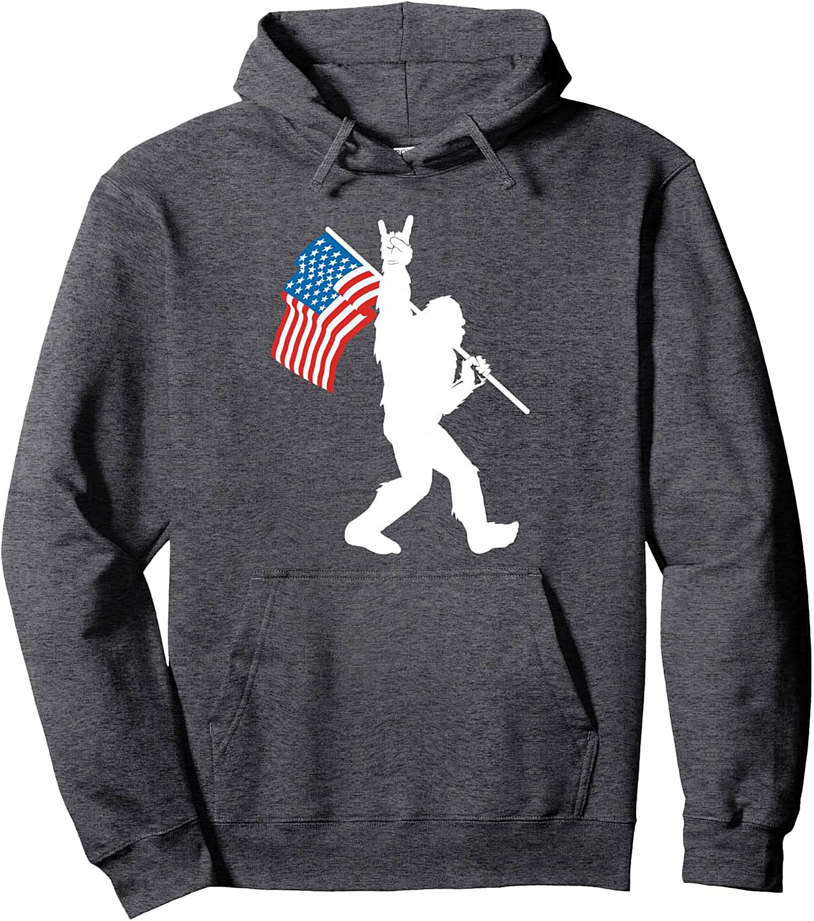 Patriotic Bigfoot Rock On Graphic Hoodie