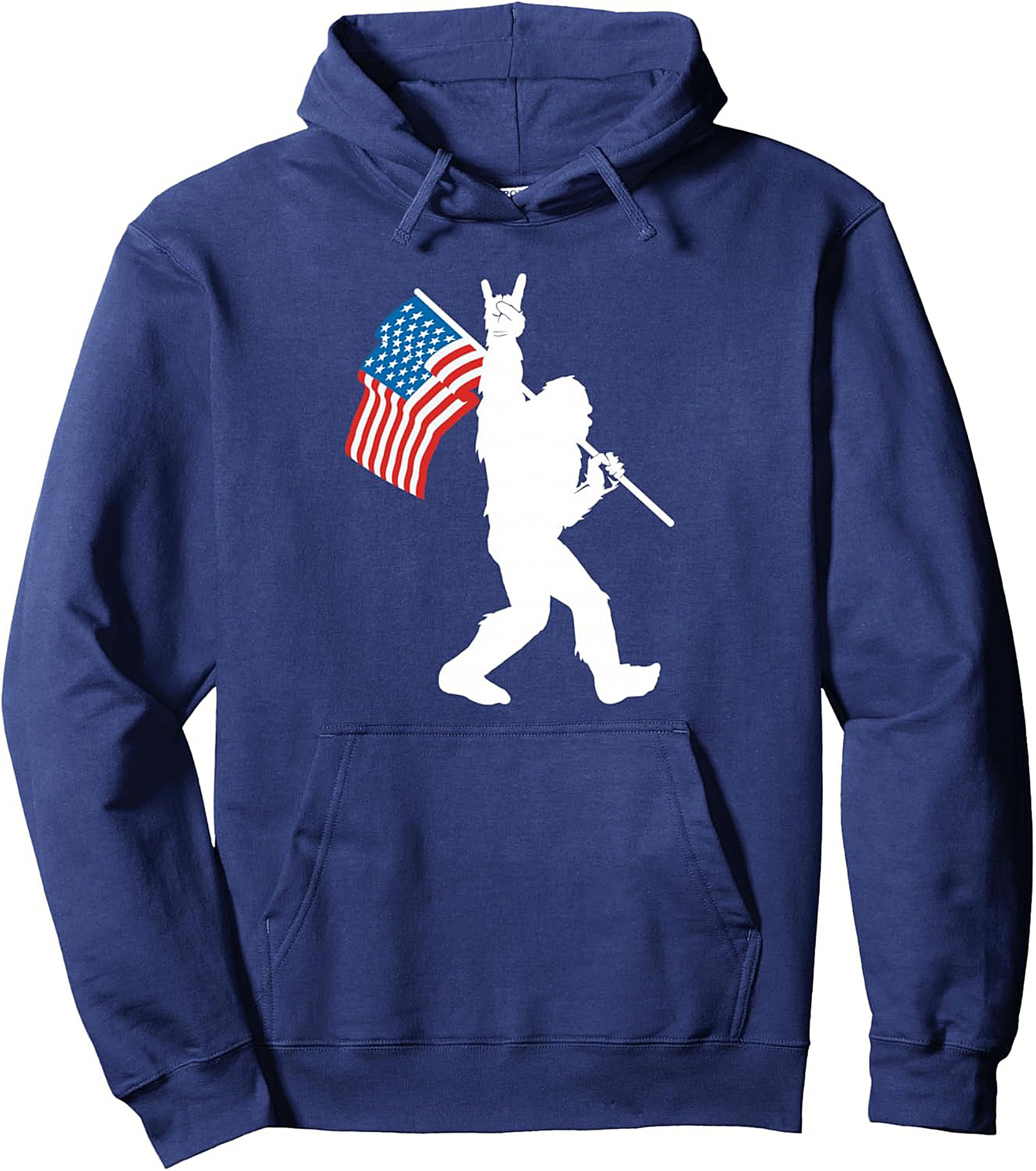 Patriotic Bigfoot Rock On Graphic Hoodie