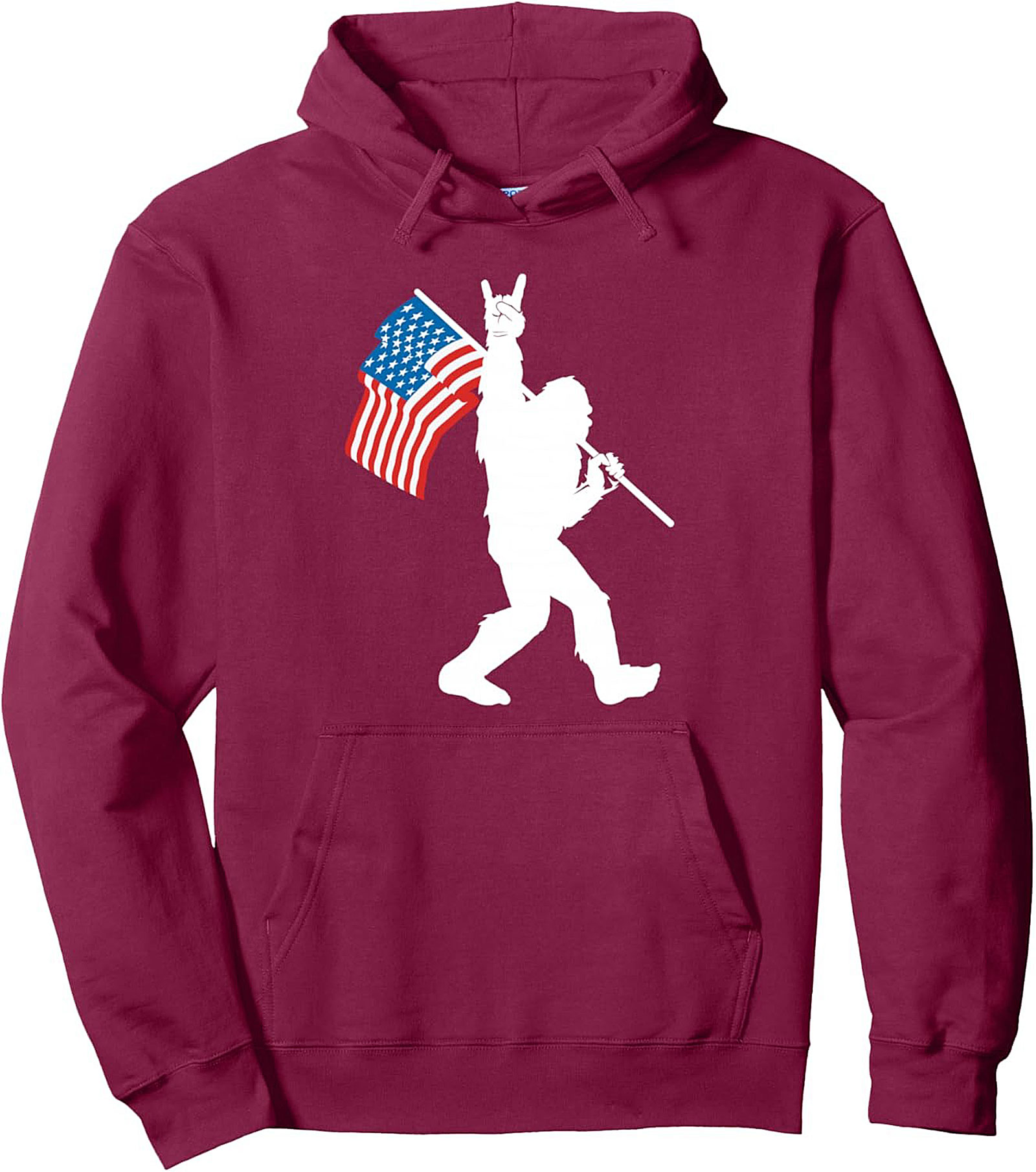 Patriotic Bigfoot Rock On Graphic Hoodie