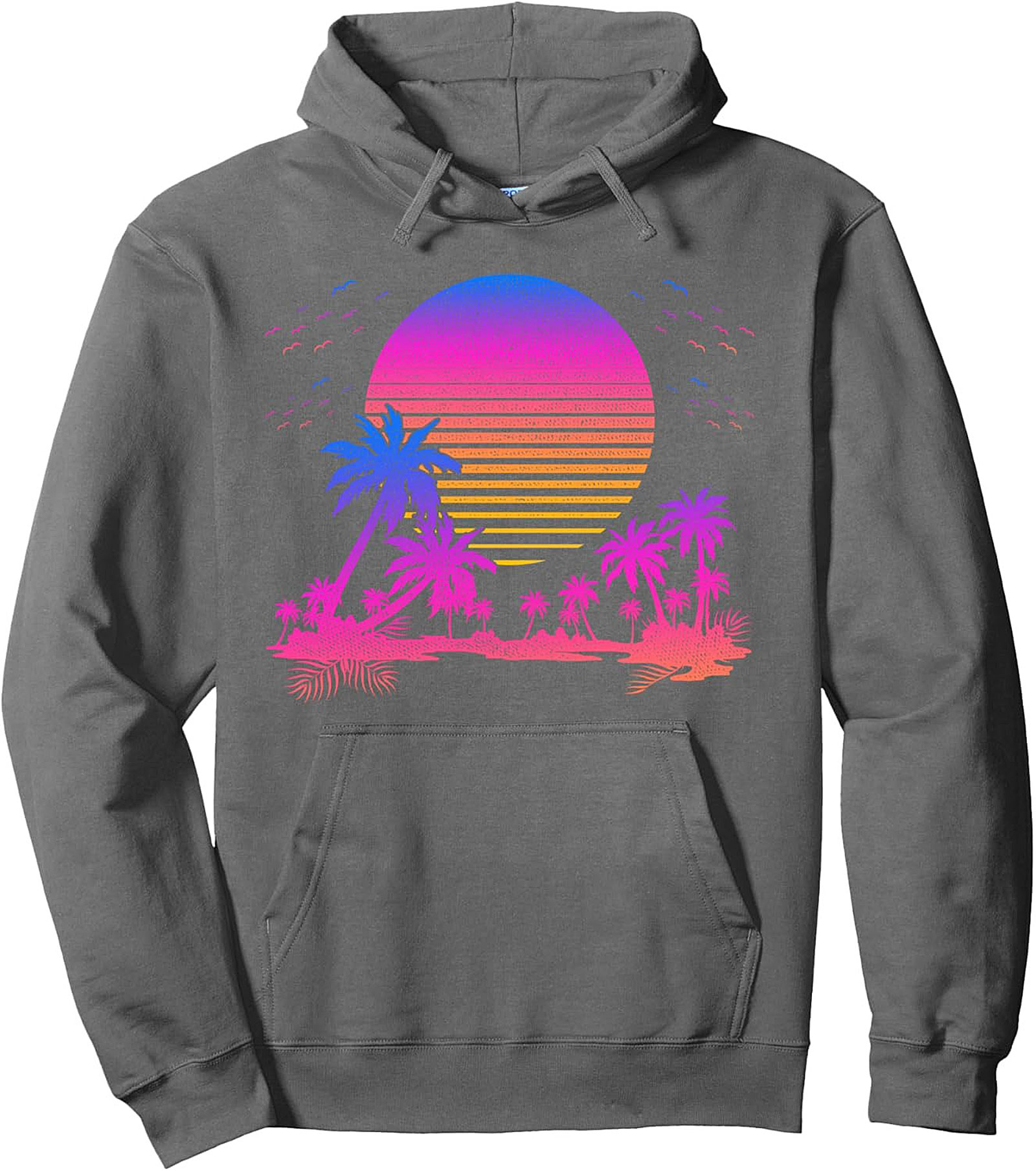 Retro Synthwave Tropical Sunset Graphic Hoodie
