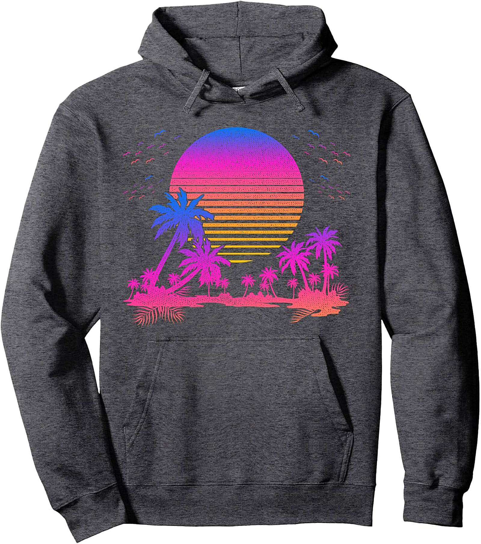 Retro Synthwave Tropical Sunset Graphic Hoodie