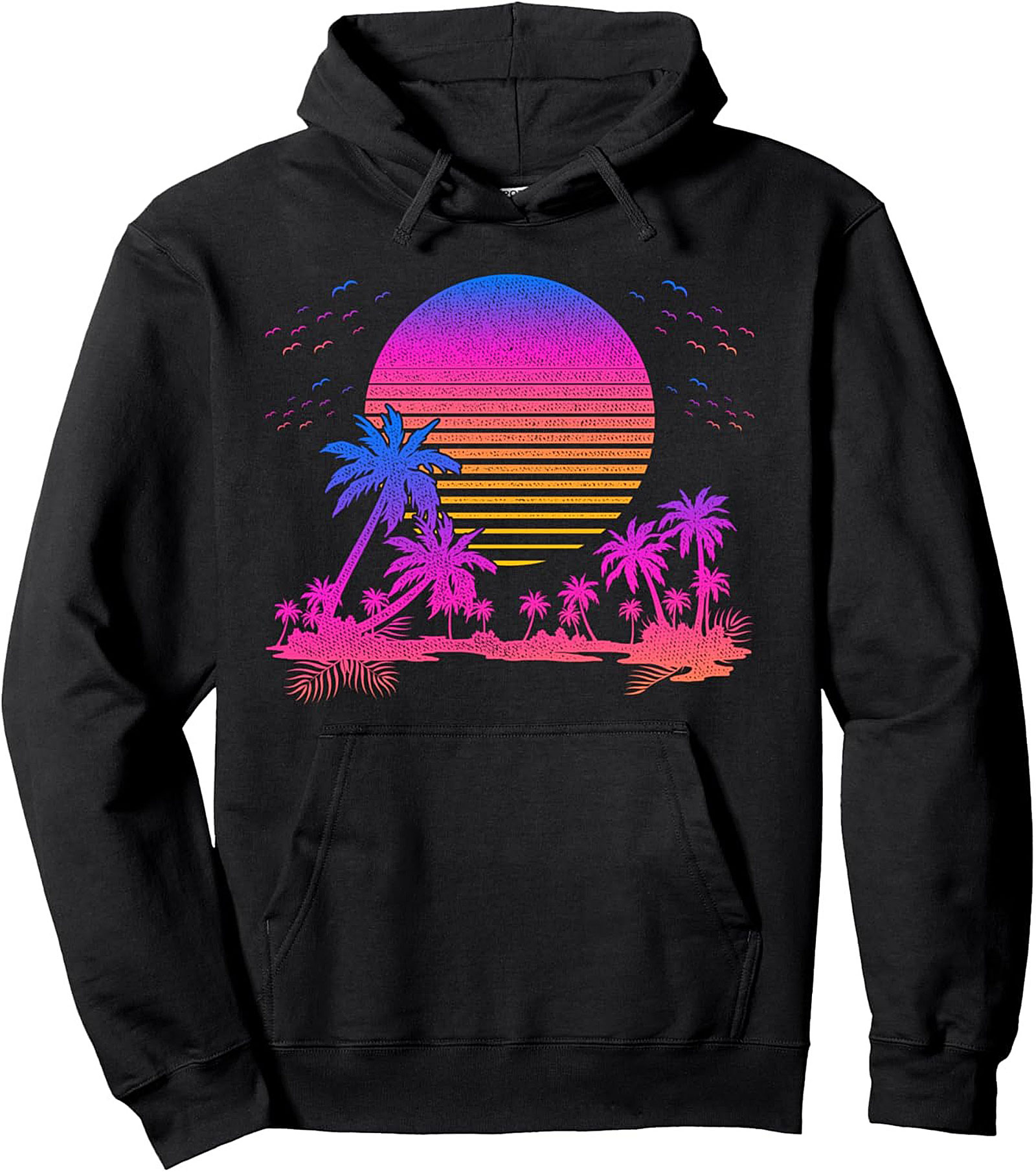 Retro Synthwave Tropical Sunset Graphic Hoodie