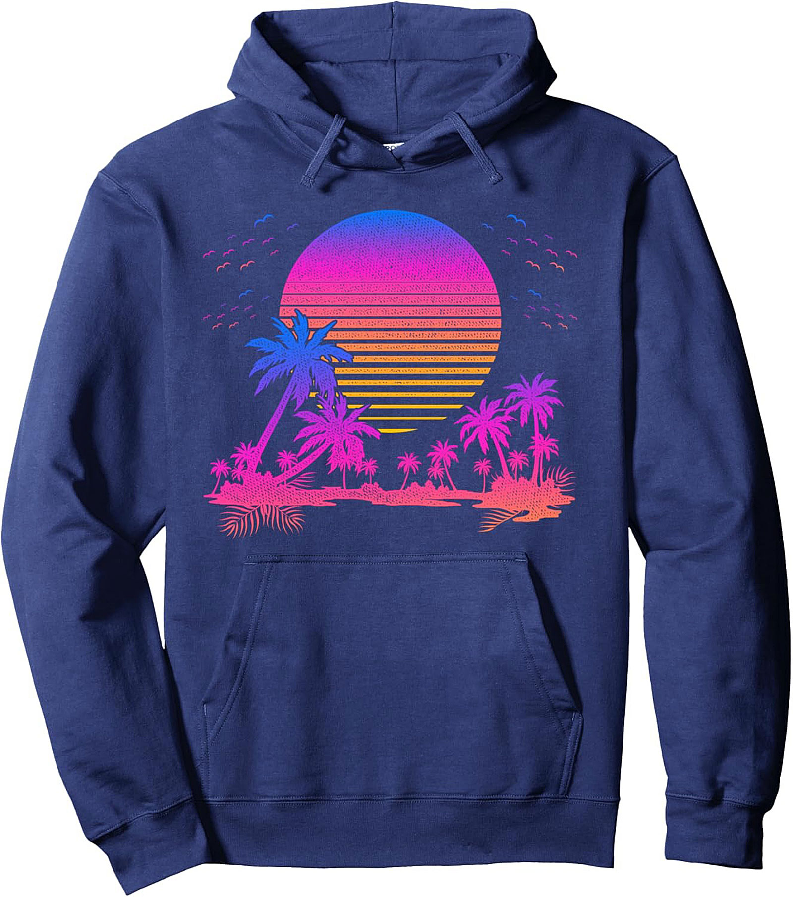 Retro Synthwave Tropical Sunset Graphic Hoodie