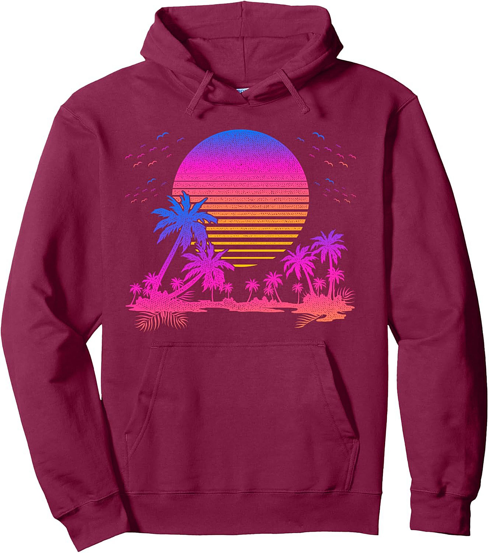 Retro Synthwave Tropical Sunset Graphic Hoodie