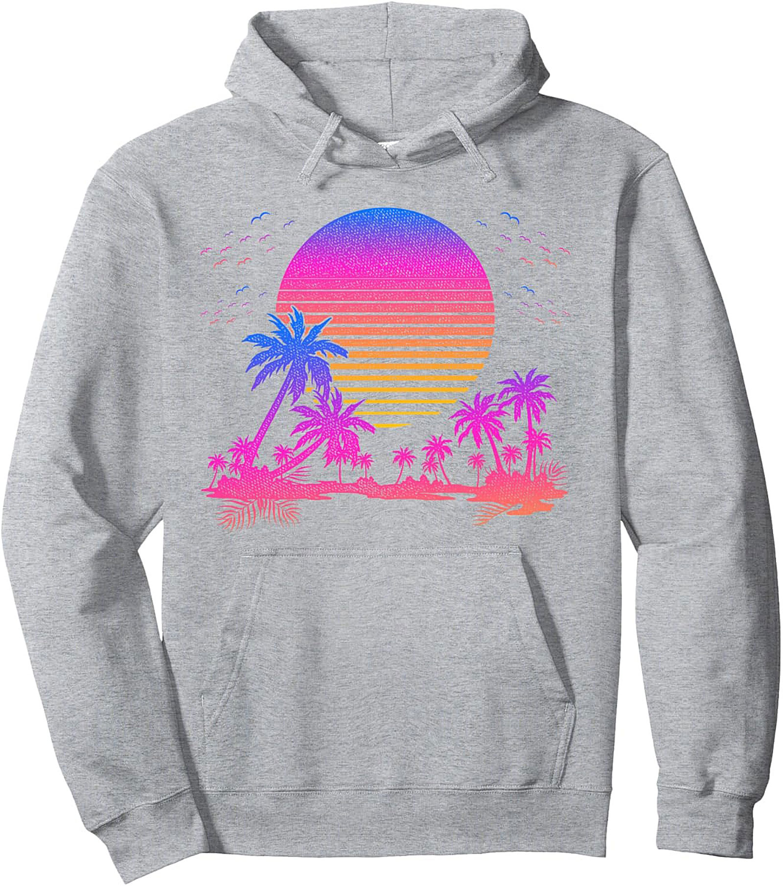 Retro Synthwave Tropical Sunset Graphic Hoodie