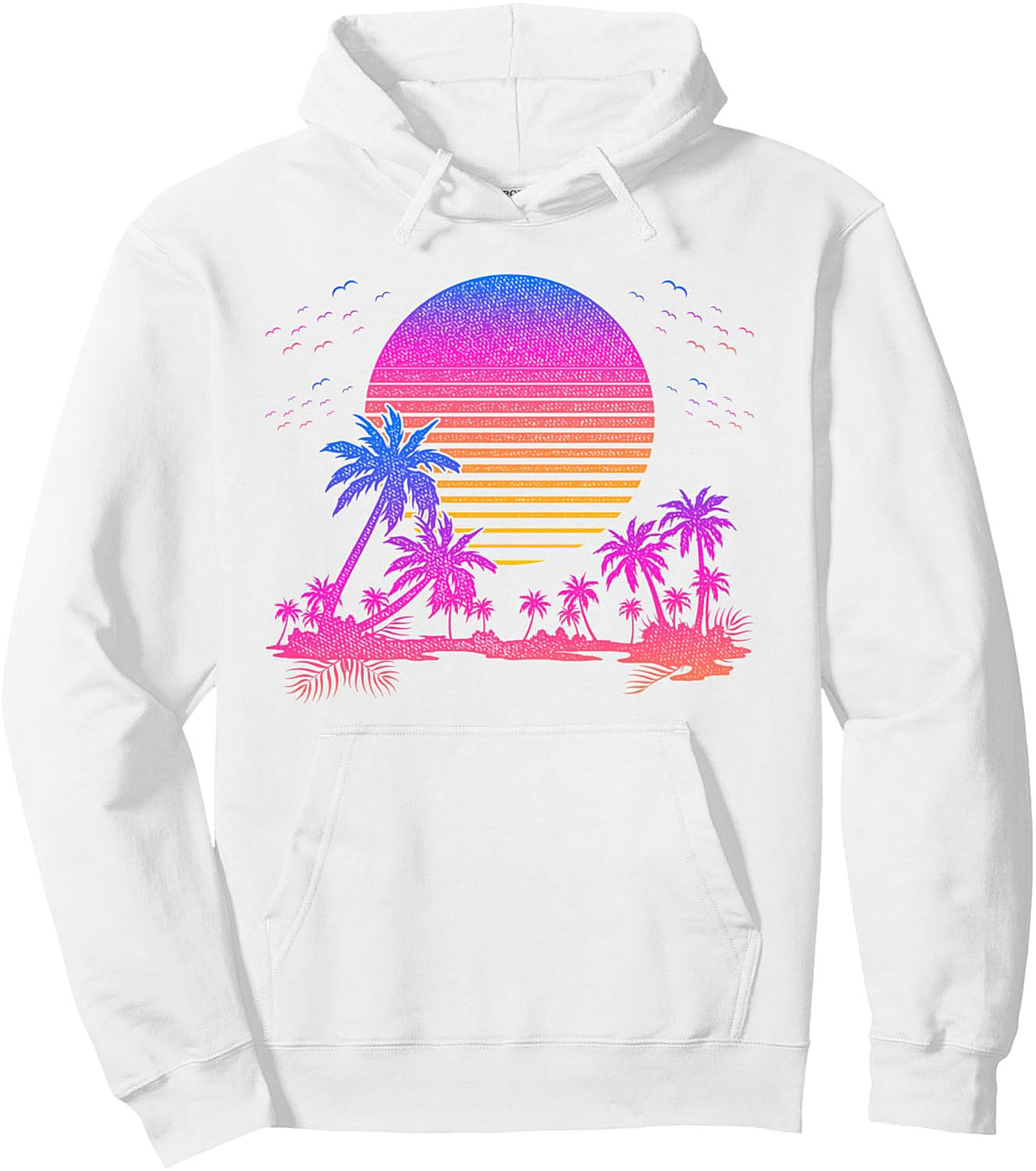 Retro Synthwave Tropical Sunset Graphic Hoodie
