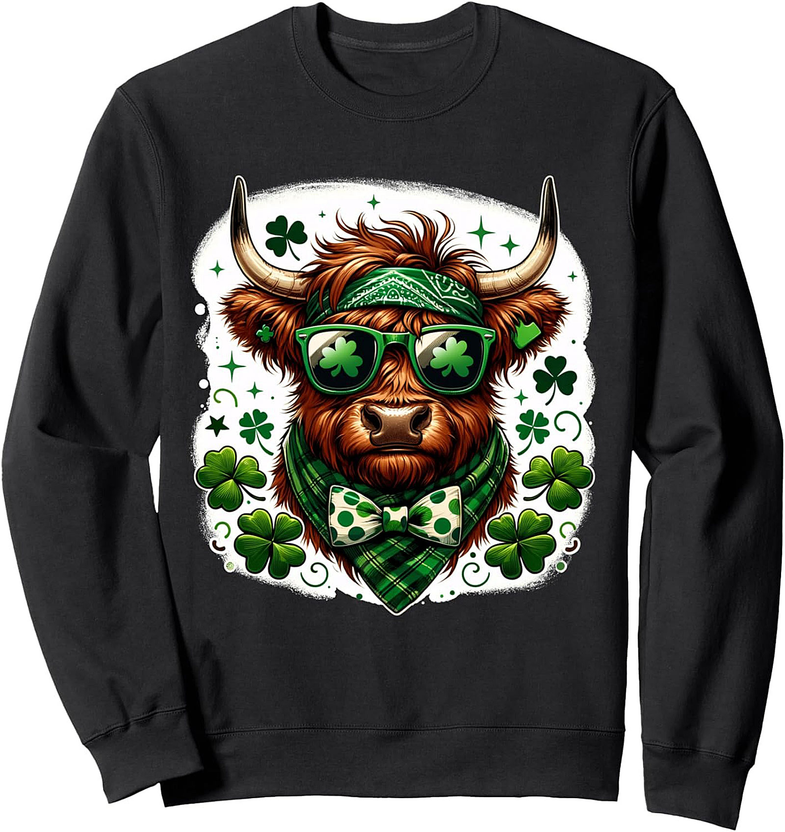 St. Patrick's Day Highland Cow Graphic Sweatshirt | Lucky Crewneck