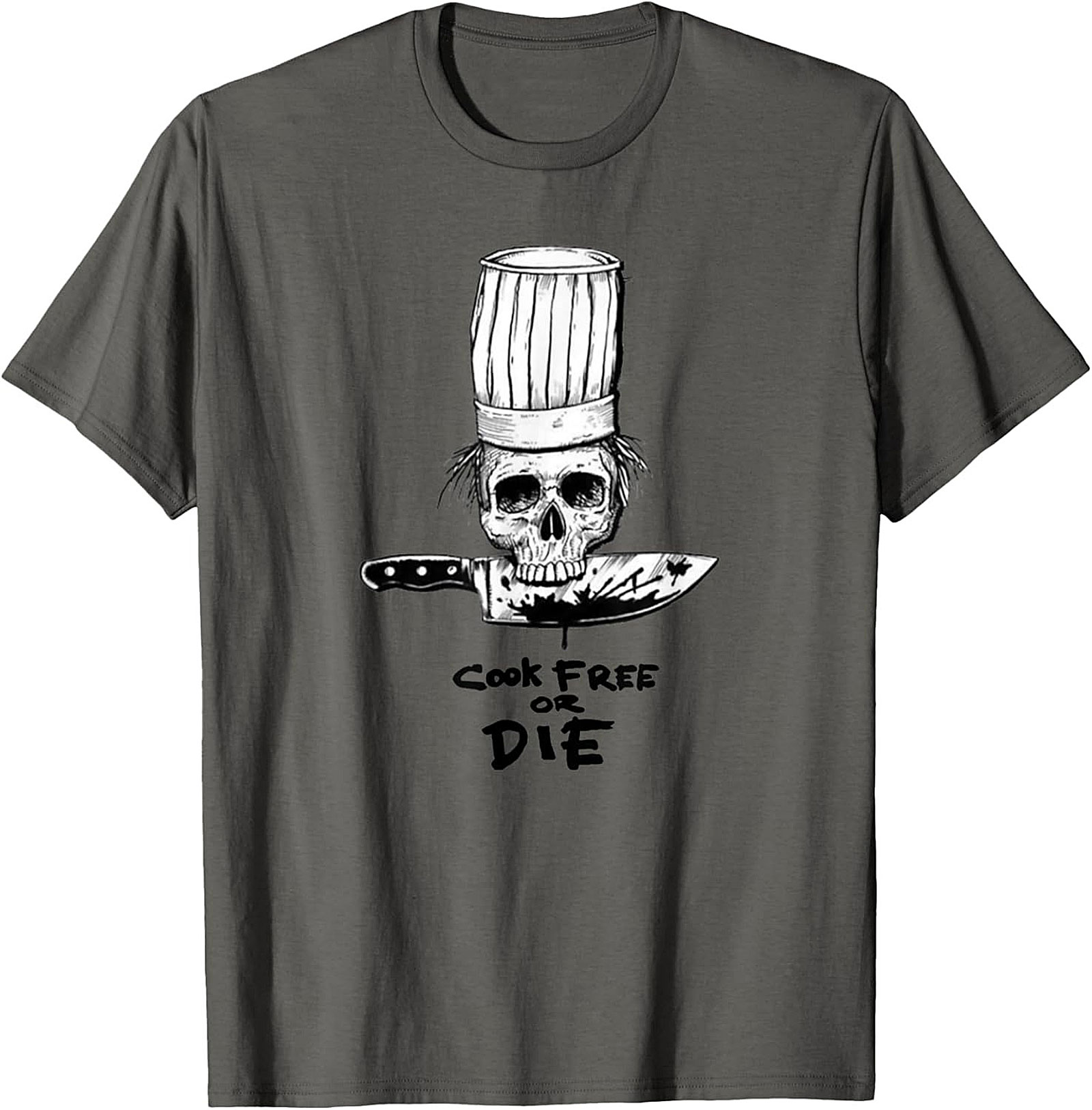  Cook Free or Die T-shirt Chef Skull Graphic Tee