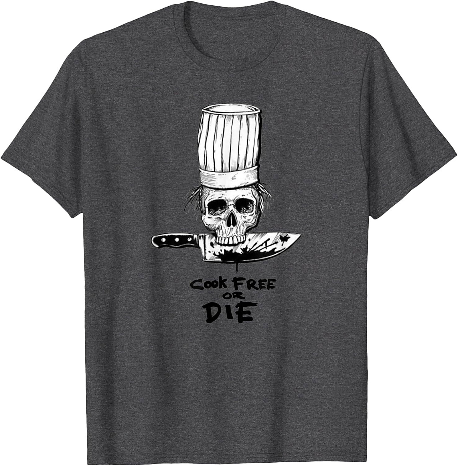  Cook Free or Die T-shirt Chef Skull Graphic Tee