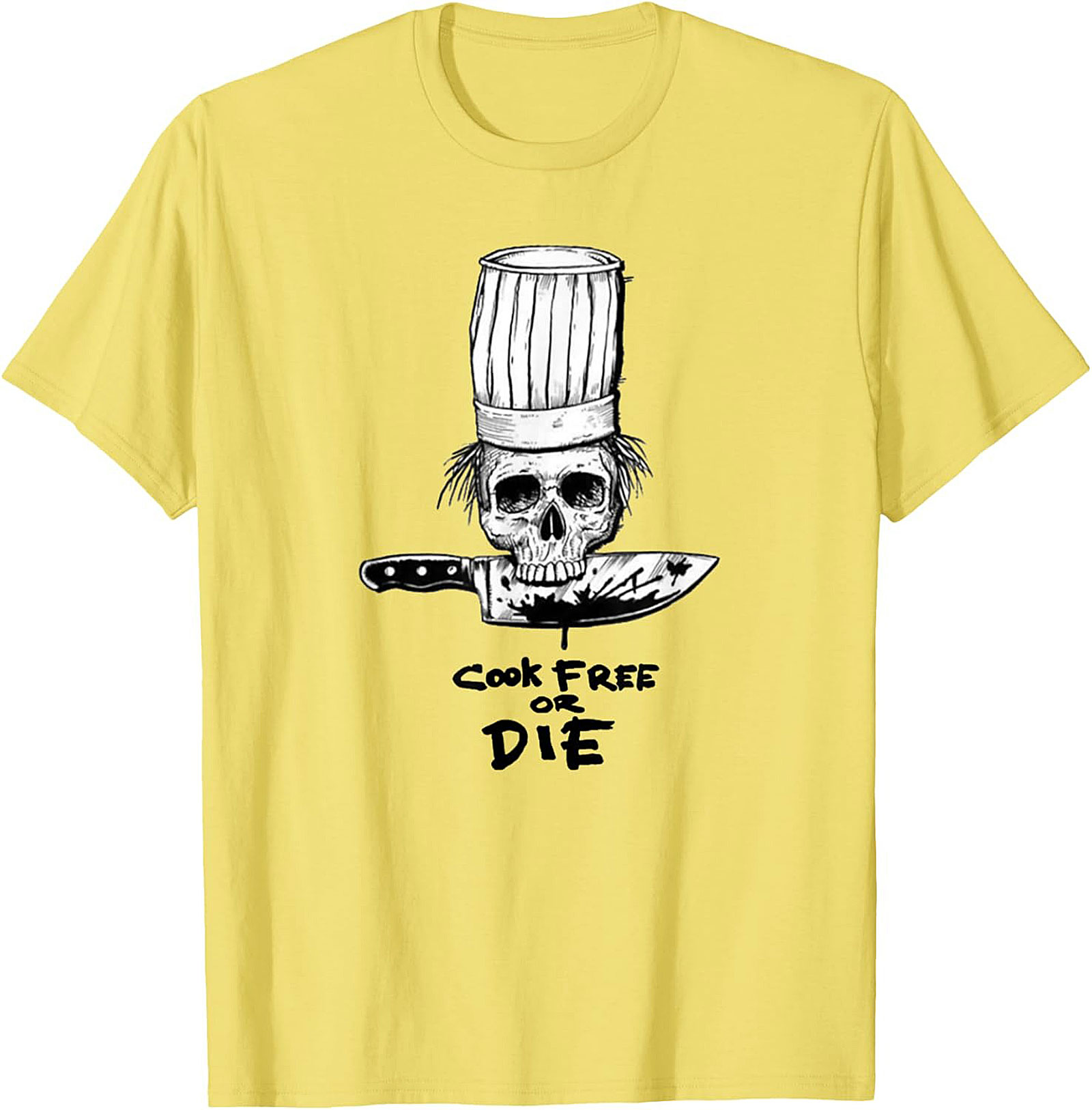  Cook Free or Die T-shirt Chef Skull Graphic Tee