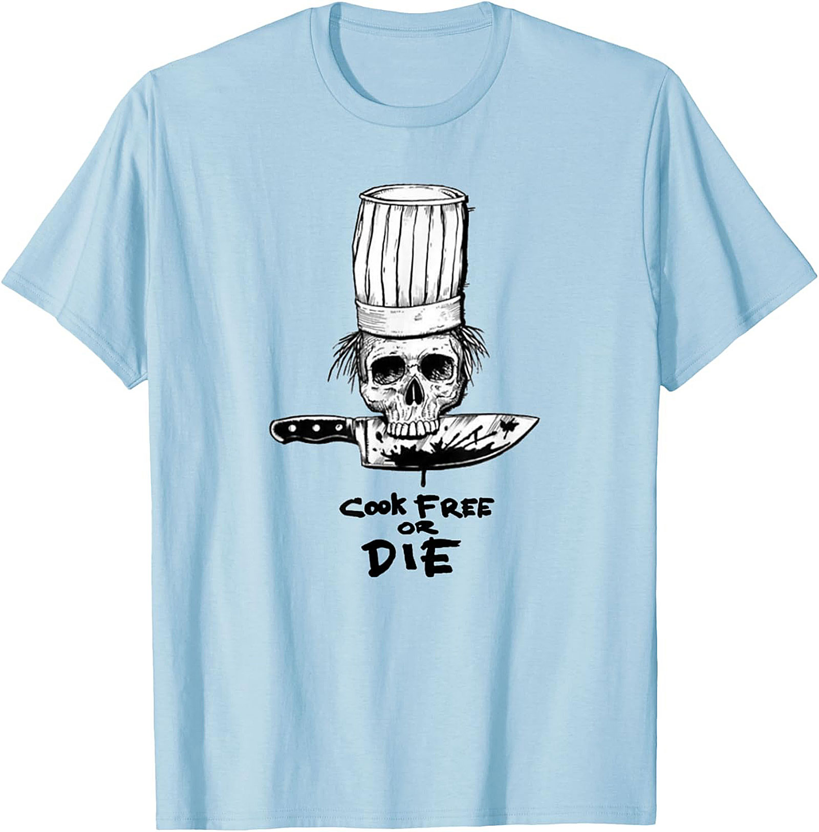  Cook Free or Die T-shirt Chef Skull Graphic Tee