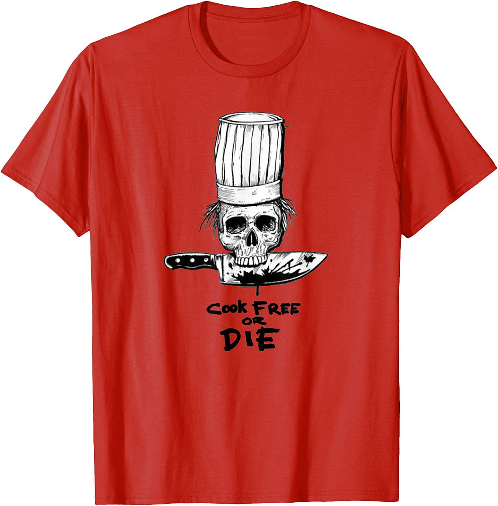  Cook Free or Die T-shirt Chef Skull Graphic Tee