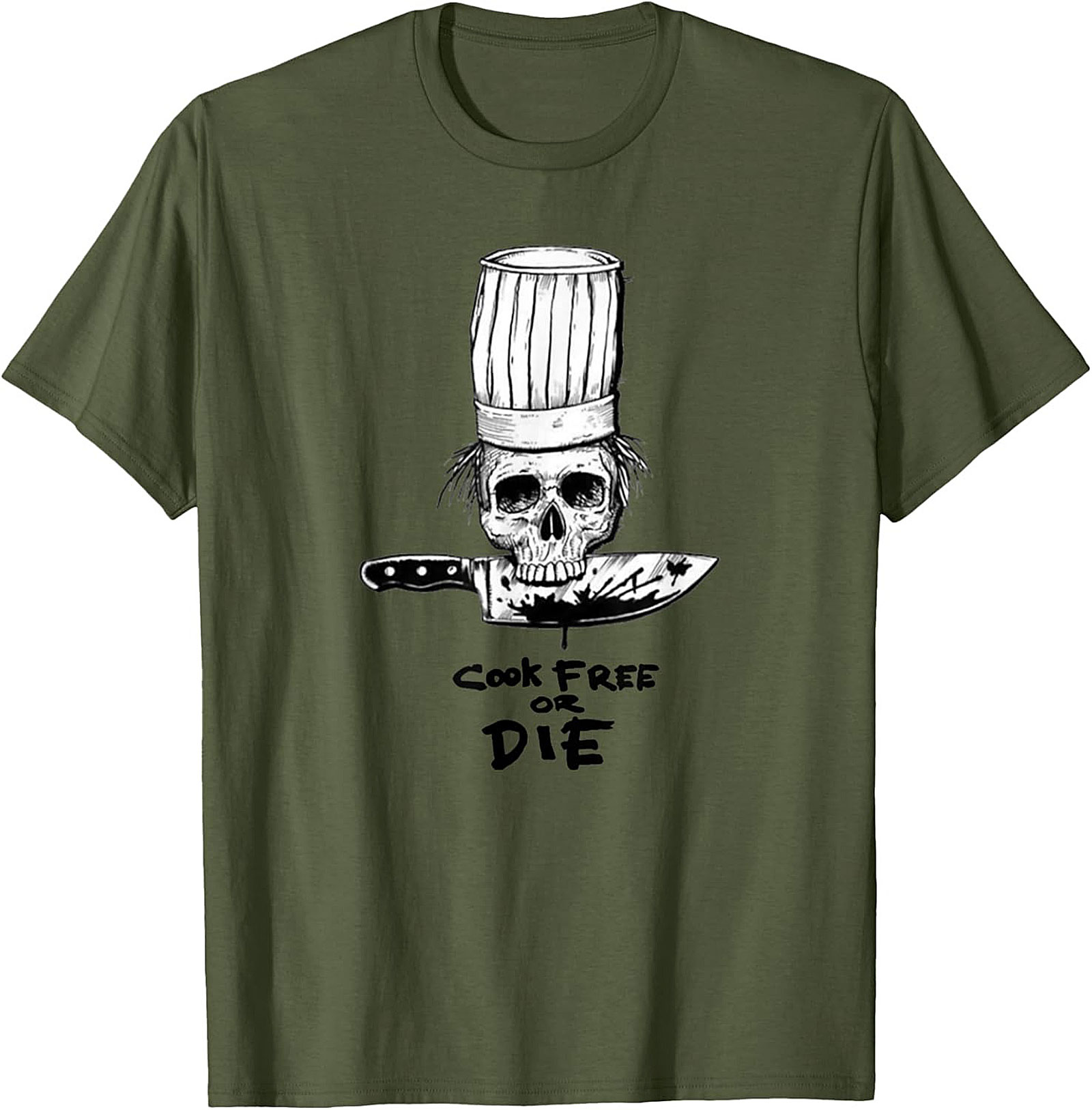  Cook Free or Die T-shirt Chef Skull Graphic Tee