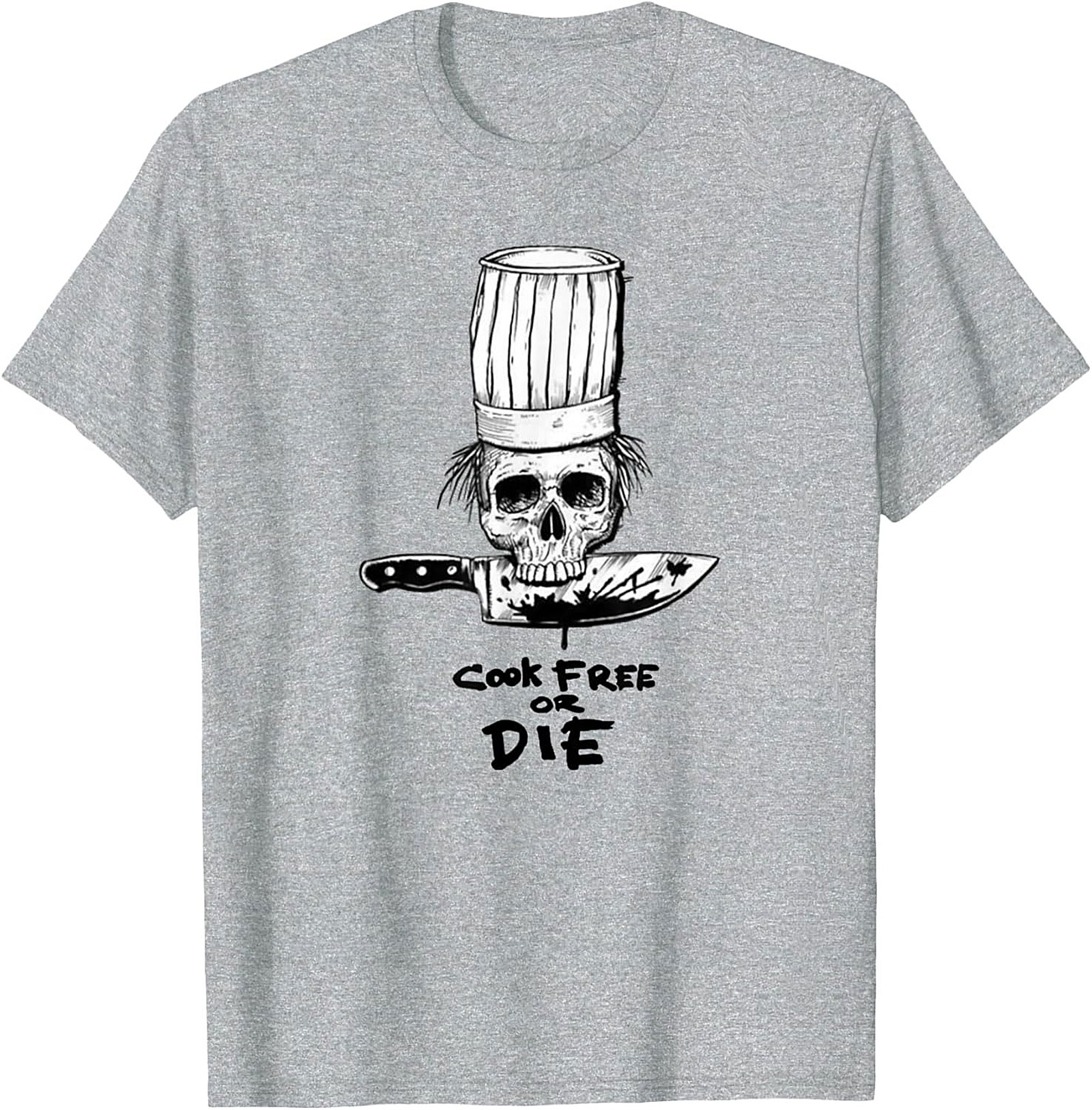  Cook Free or Die T-shirt Chef Skull Graphic Tee