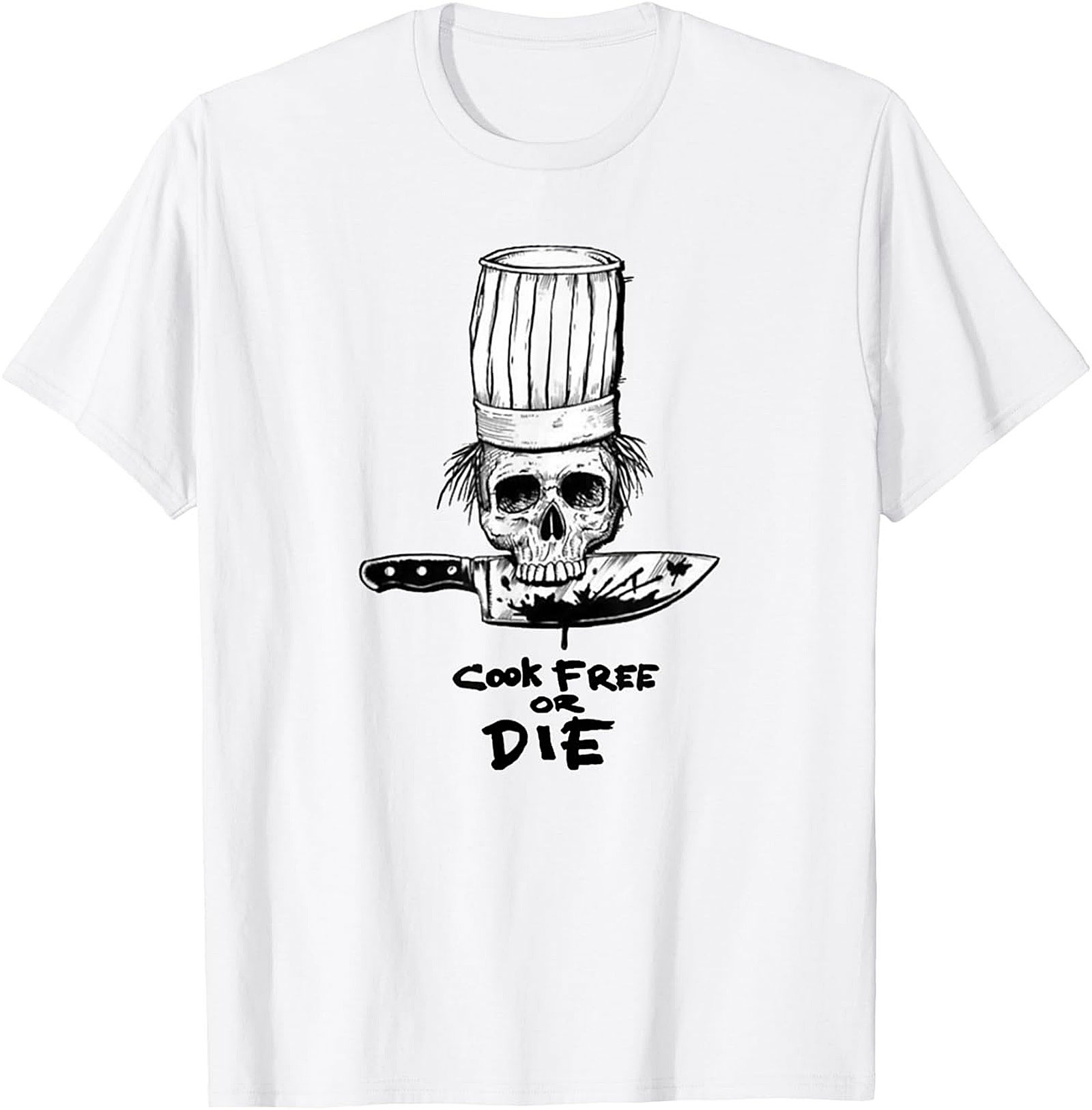  Cook Free or Die T-shirt Chef Skull Graphic Tee