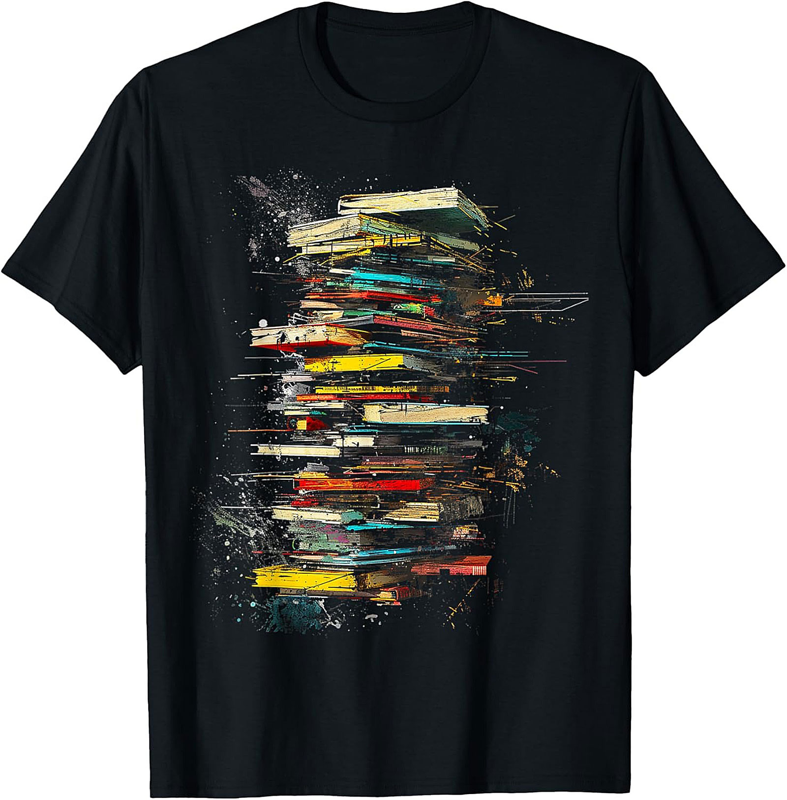 Abstract Artistic Book Stack Graphic Tee