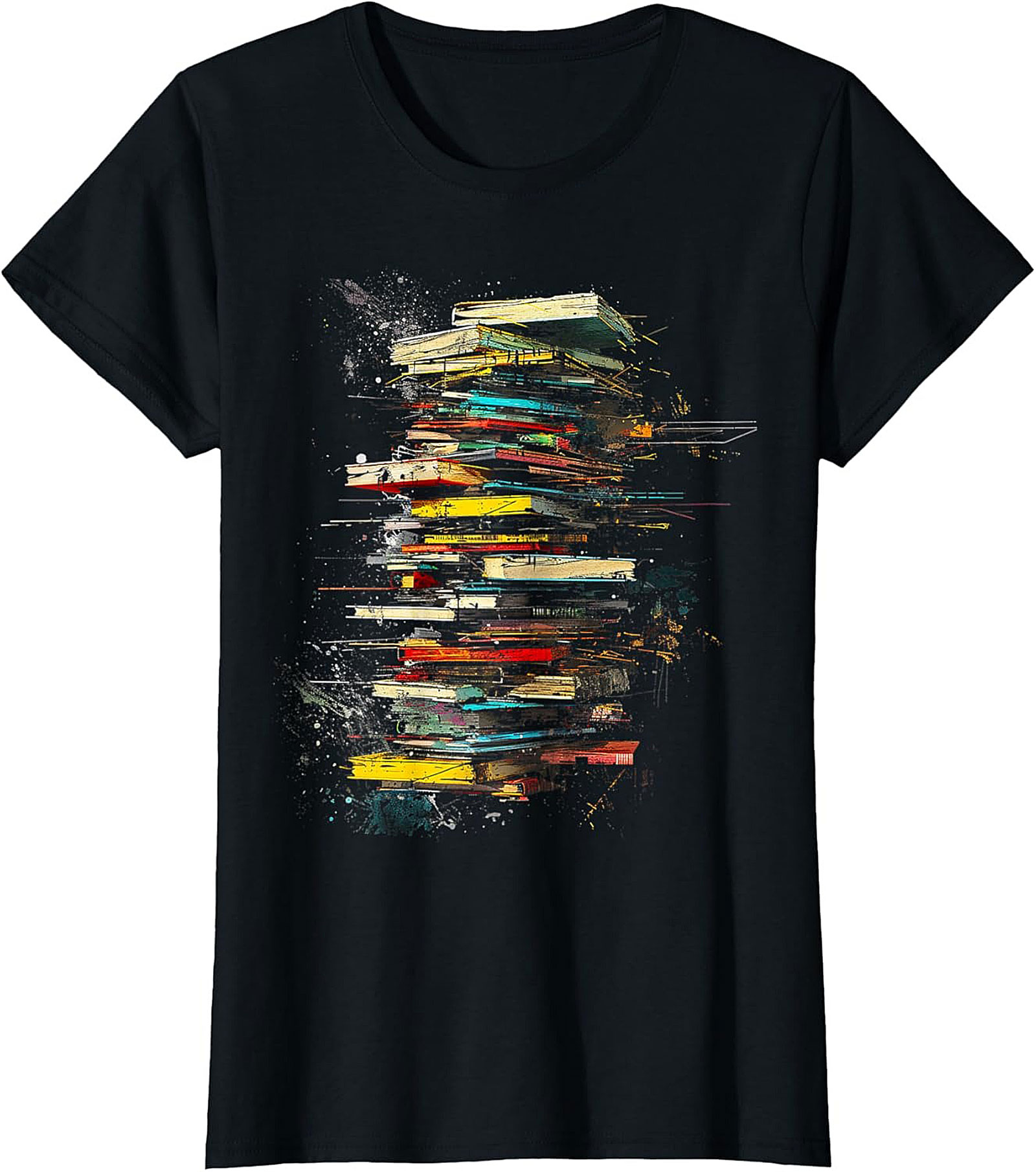 Abstract Artistic Book Stack Graphic Tee