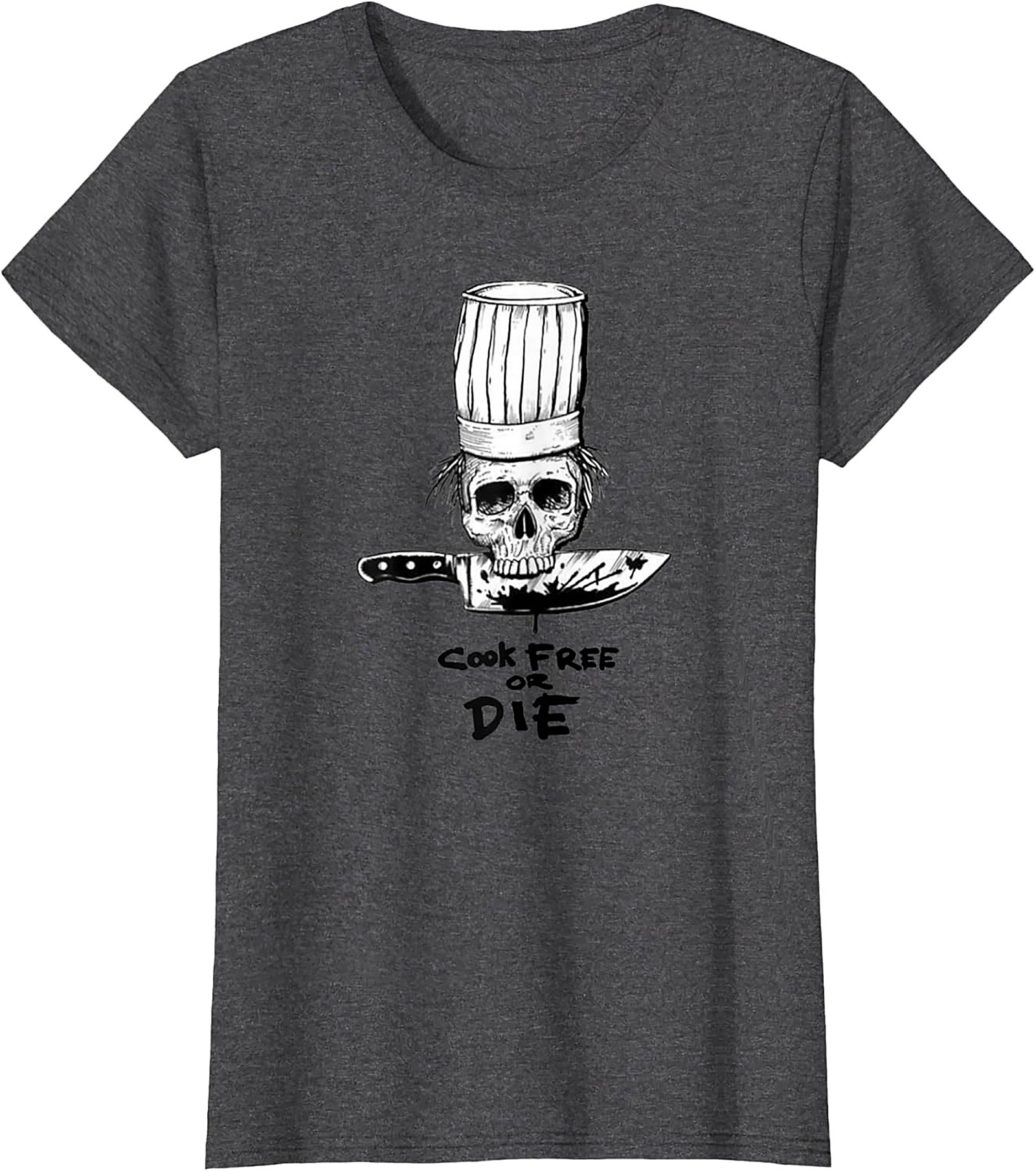  Cook Free or Die T-shirt Chef Skull Graphic Tee
