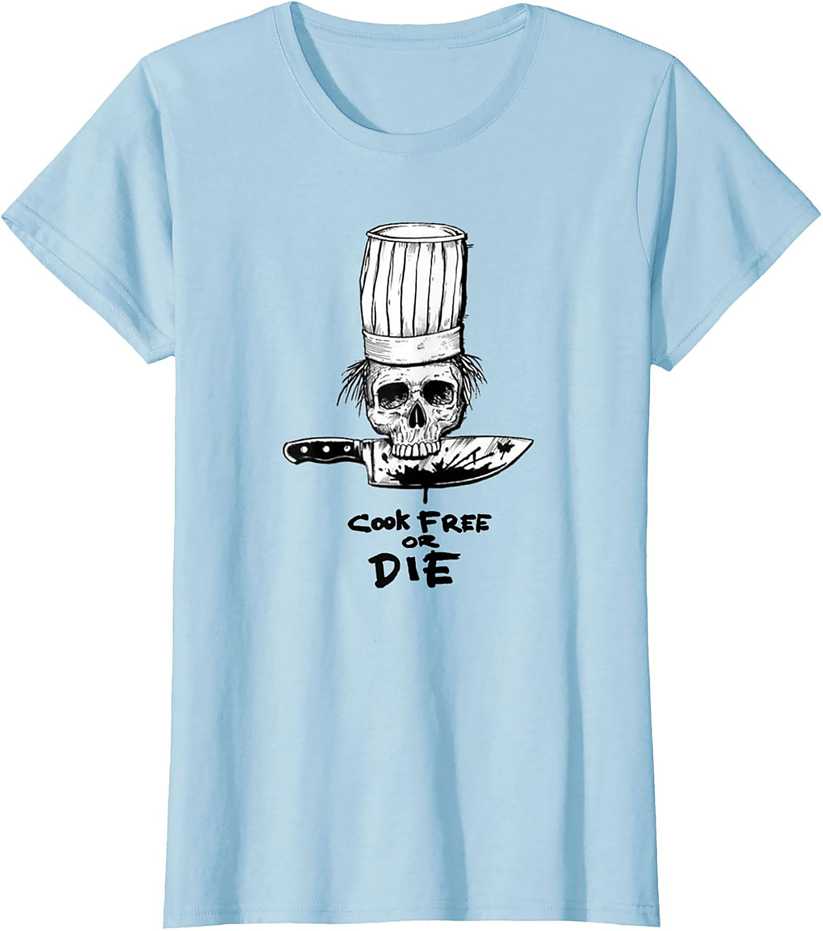  Cook Free or Die T-shirt Chef Skull Graphic Tee