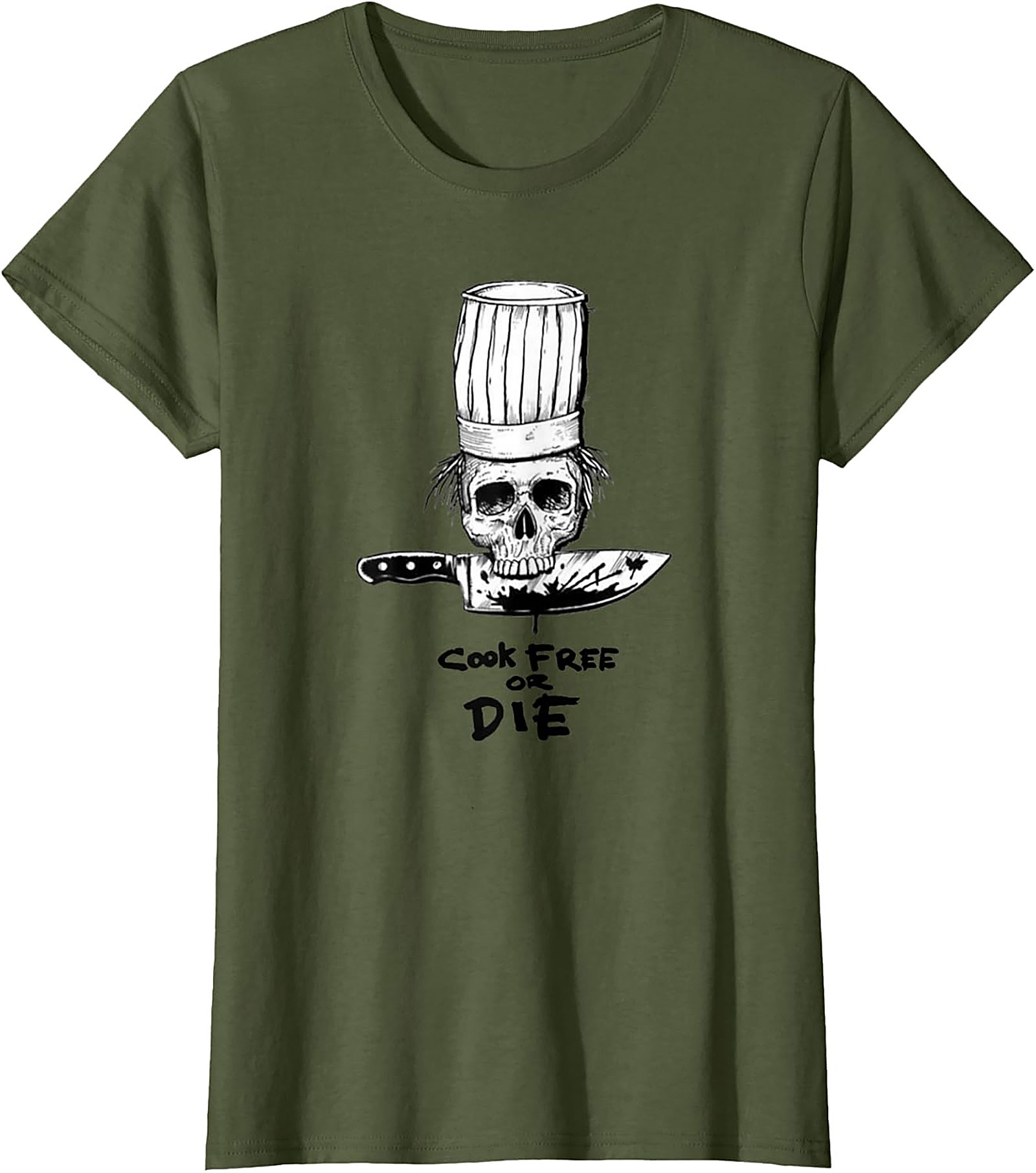  Cook Free or Die T-shirt Chef Skull Graphic Tee