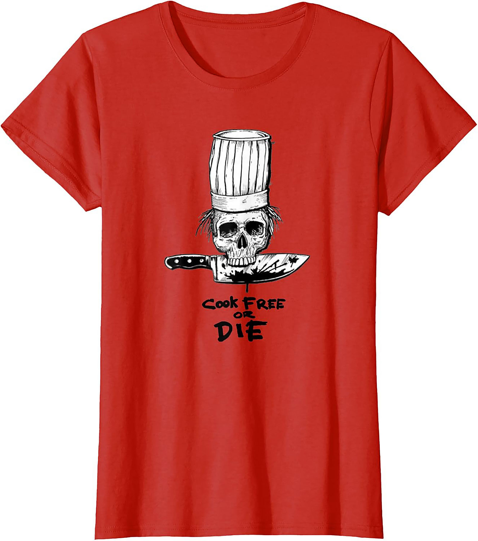  Cook Free or Die T-shirt Chef Skull Graphic Tee