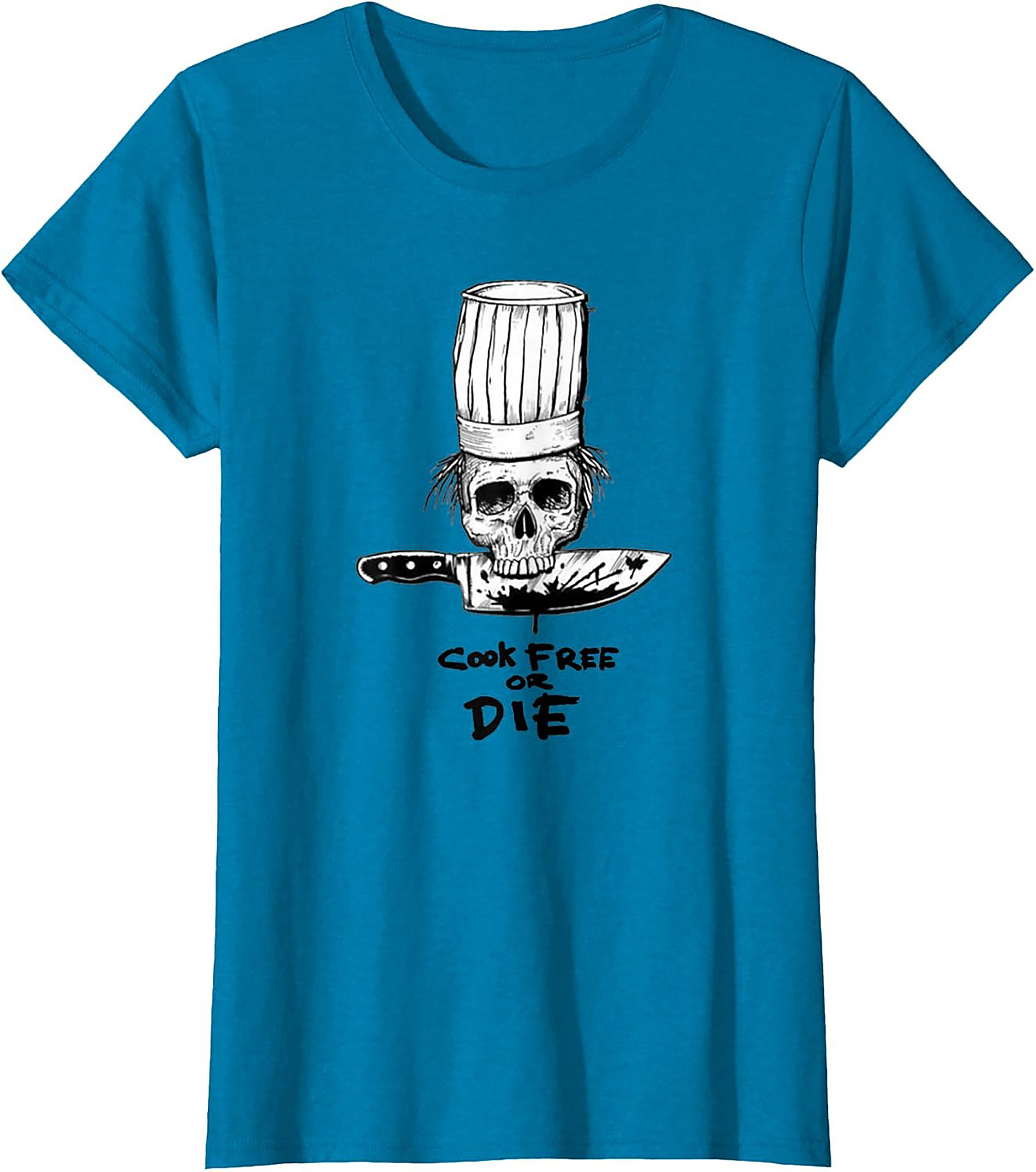  Cook Free or Die T-shirt Chef Skull Graphic Tee