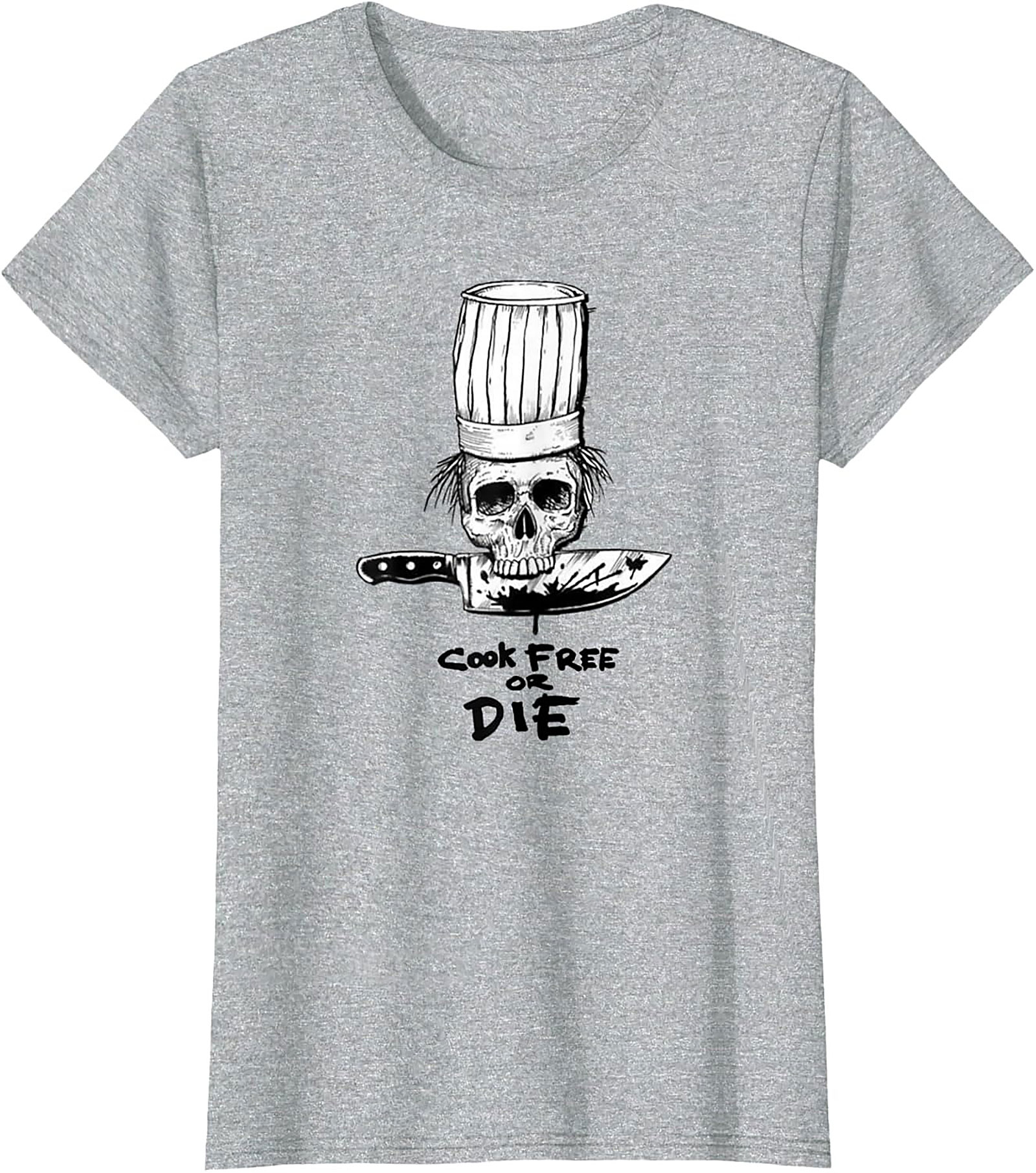  Cook Free or Die T-shirt Chef Skull Graphic Tee