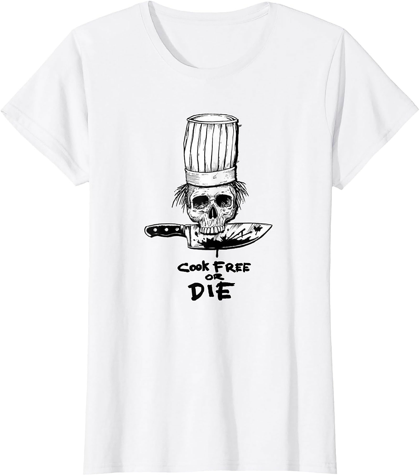  Cook Free or Die T-shirt Chef Skull Graphic Tee