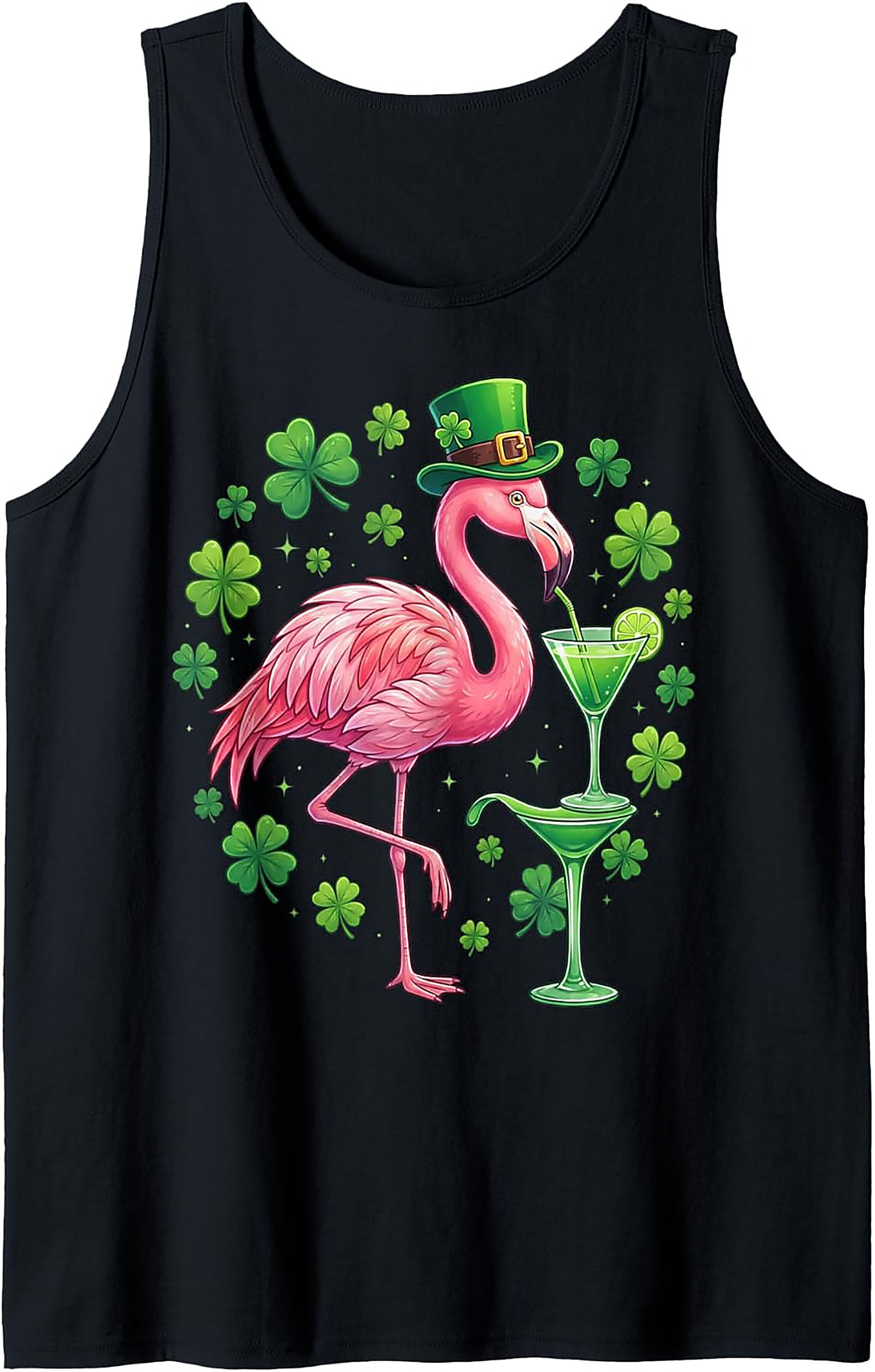St. Patrick's Day Flamingo Graphic Tank Top | Irish Luck