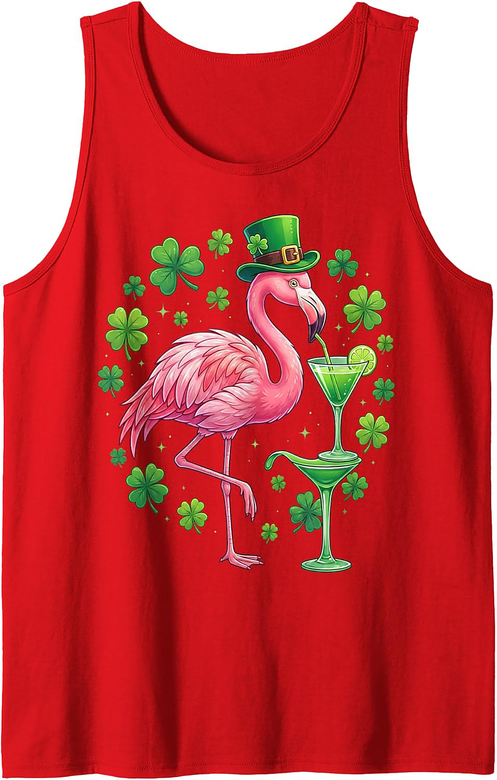 St. Patrick's Day Flamingo Graphic Tank Top | Irish Luck