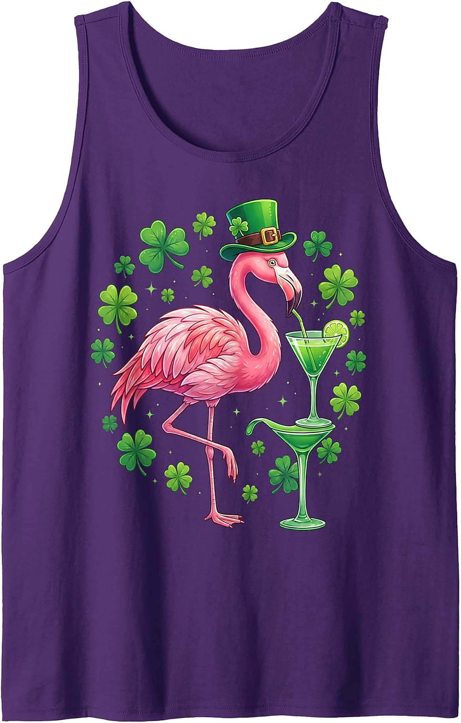 St. Patrick's Day Flamingo Graphic Tank Top | Irish Luck