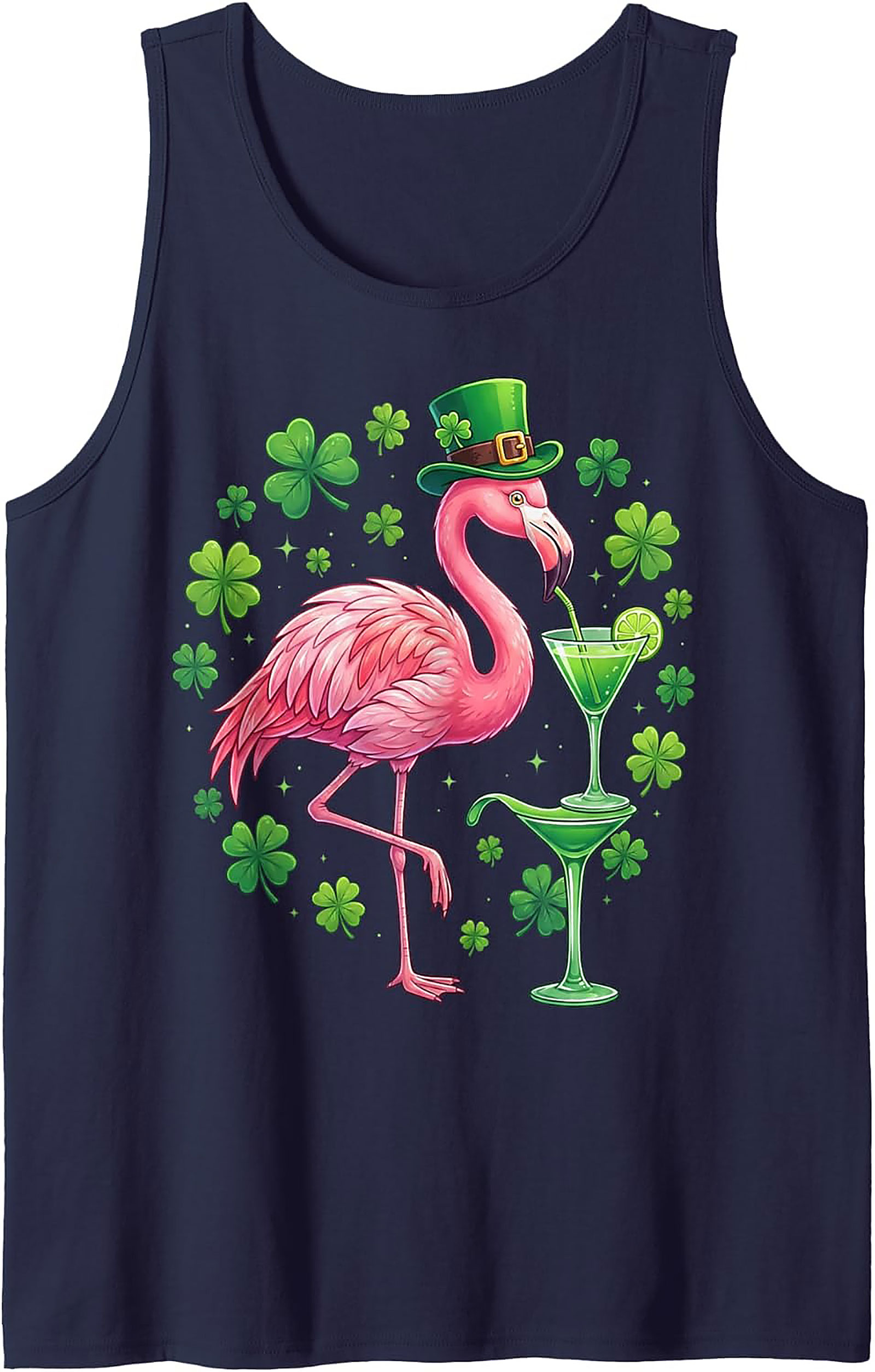 St. Patrick's Day Flamingo Graphic Tank Top | Irish Luck