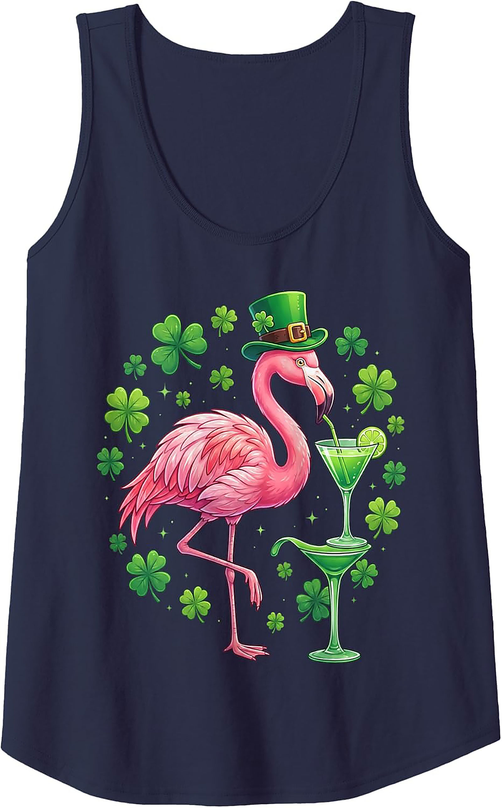 St. Patrick's Day Flamingo Graphic Tank Top | Irish Luck