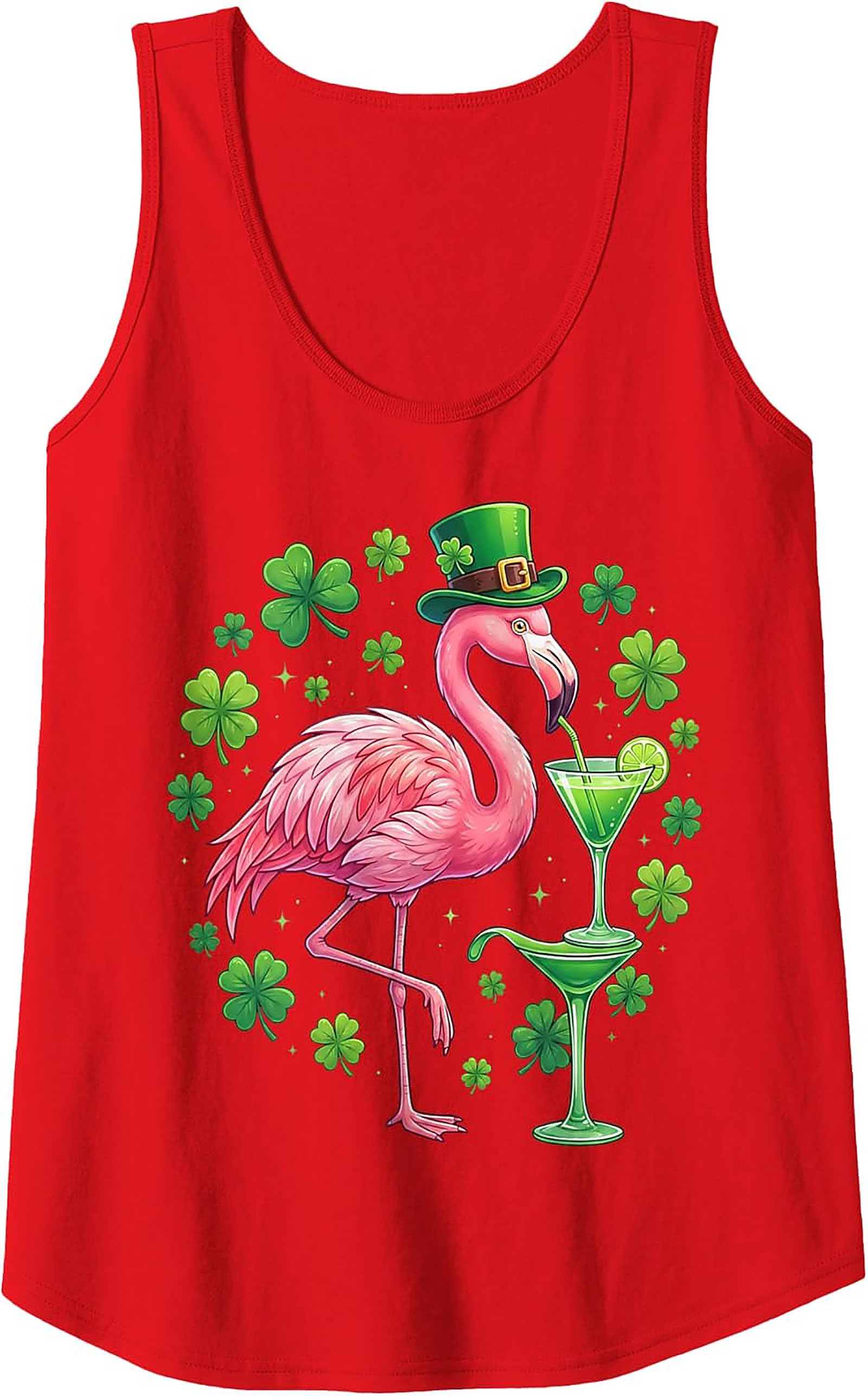 St. Patrick's Day Flamingo Graphic Tank Top | Irish Luck