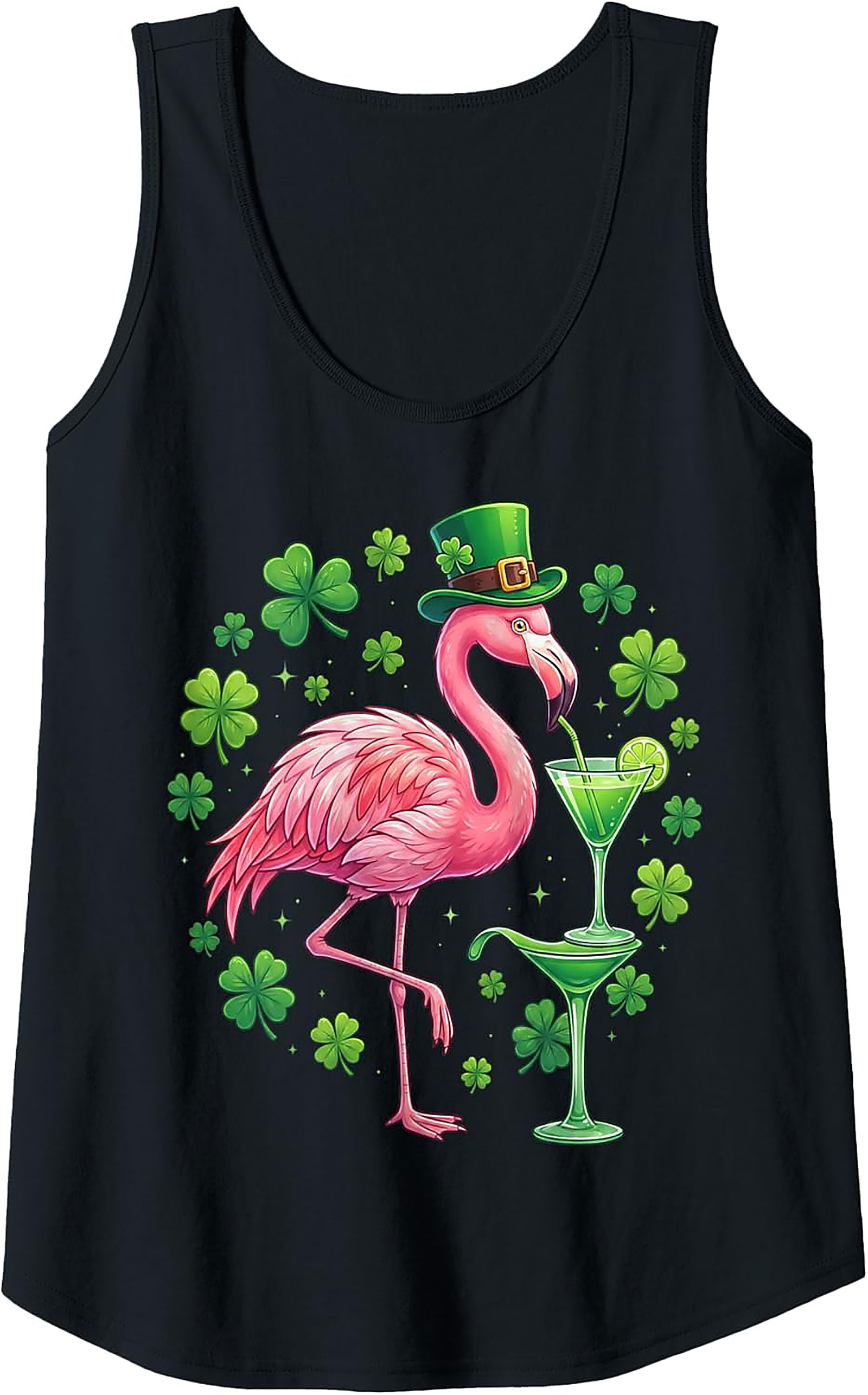 St. Patrick's Day Flamingo Graphic Tank Top | Irish Luck