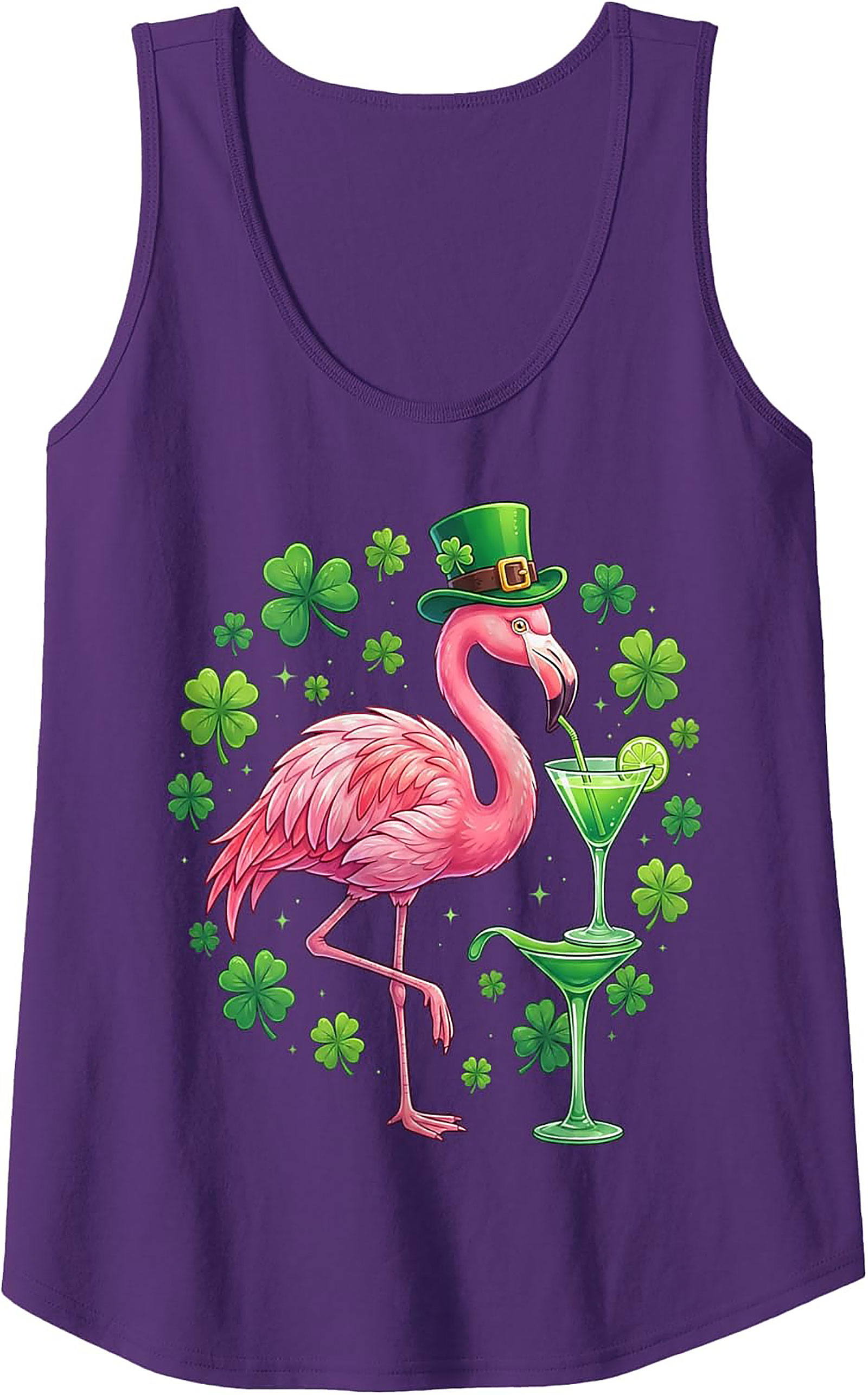 St. Patrick's Day Flamingo Graphic Tank Top | Irish Luck