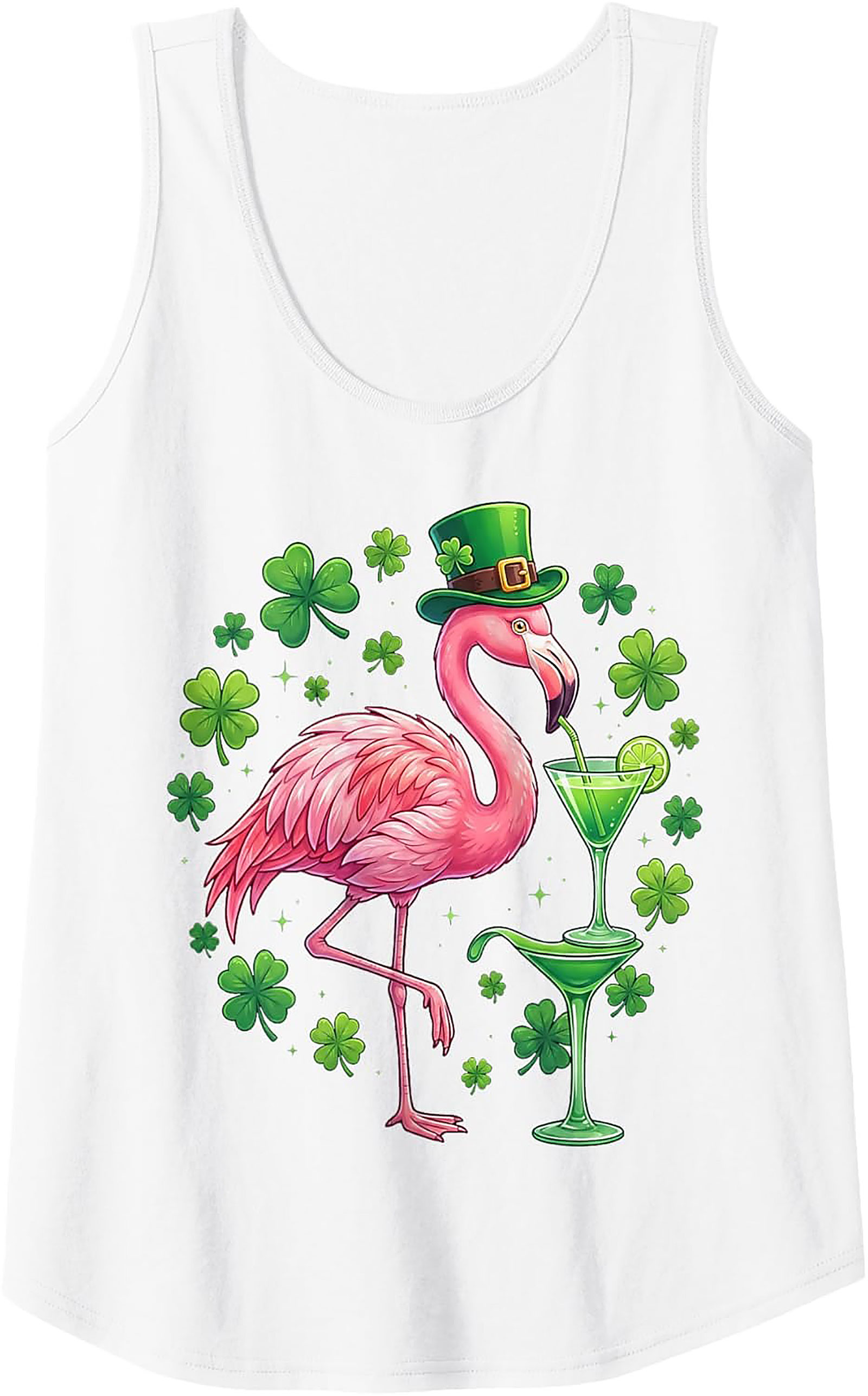St. Patrick's Day Flamingo Graphic Tank Top | Irish Luck